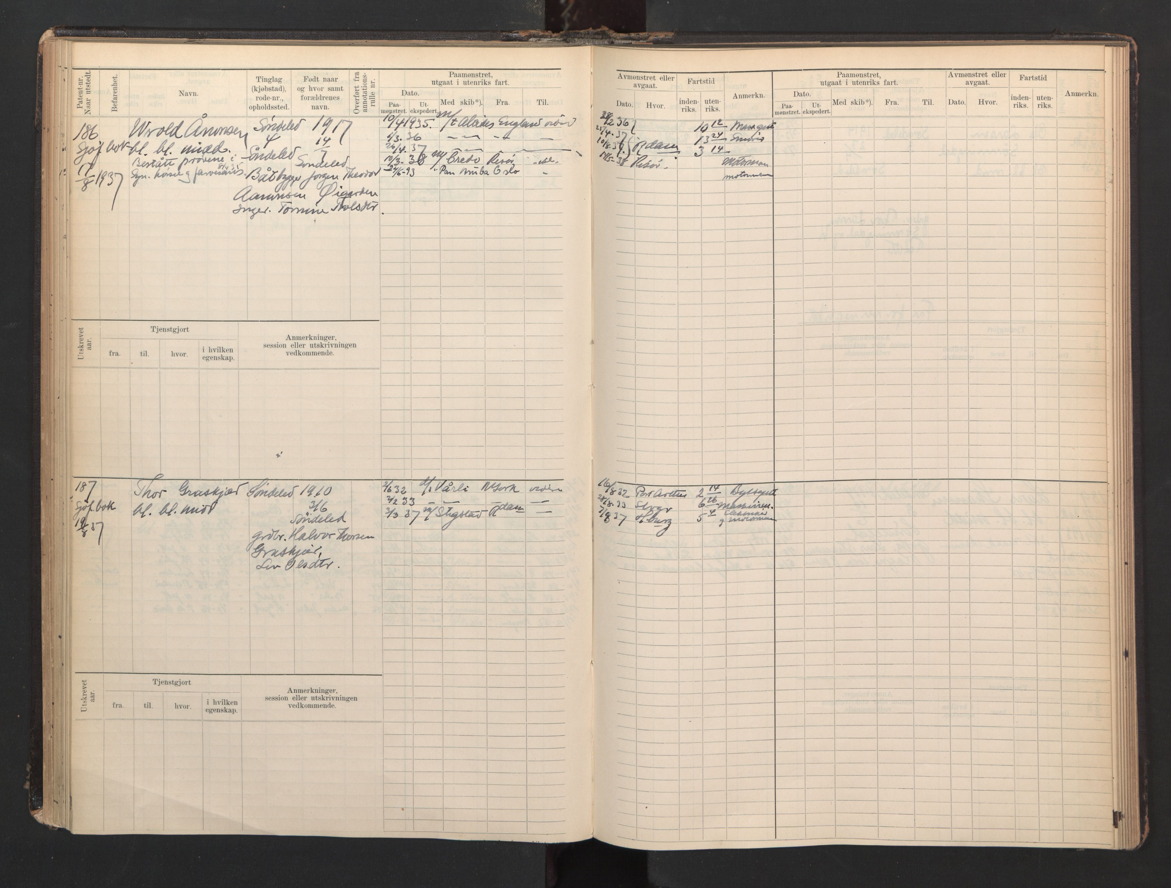 Risør mønstringskrets, AV/SAK-2031-0010/F/Fb/L0007: Hovedrulle B nr 1-265, Q-7, 1894-1948, s. 98