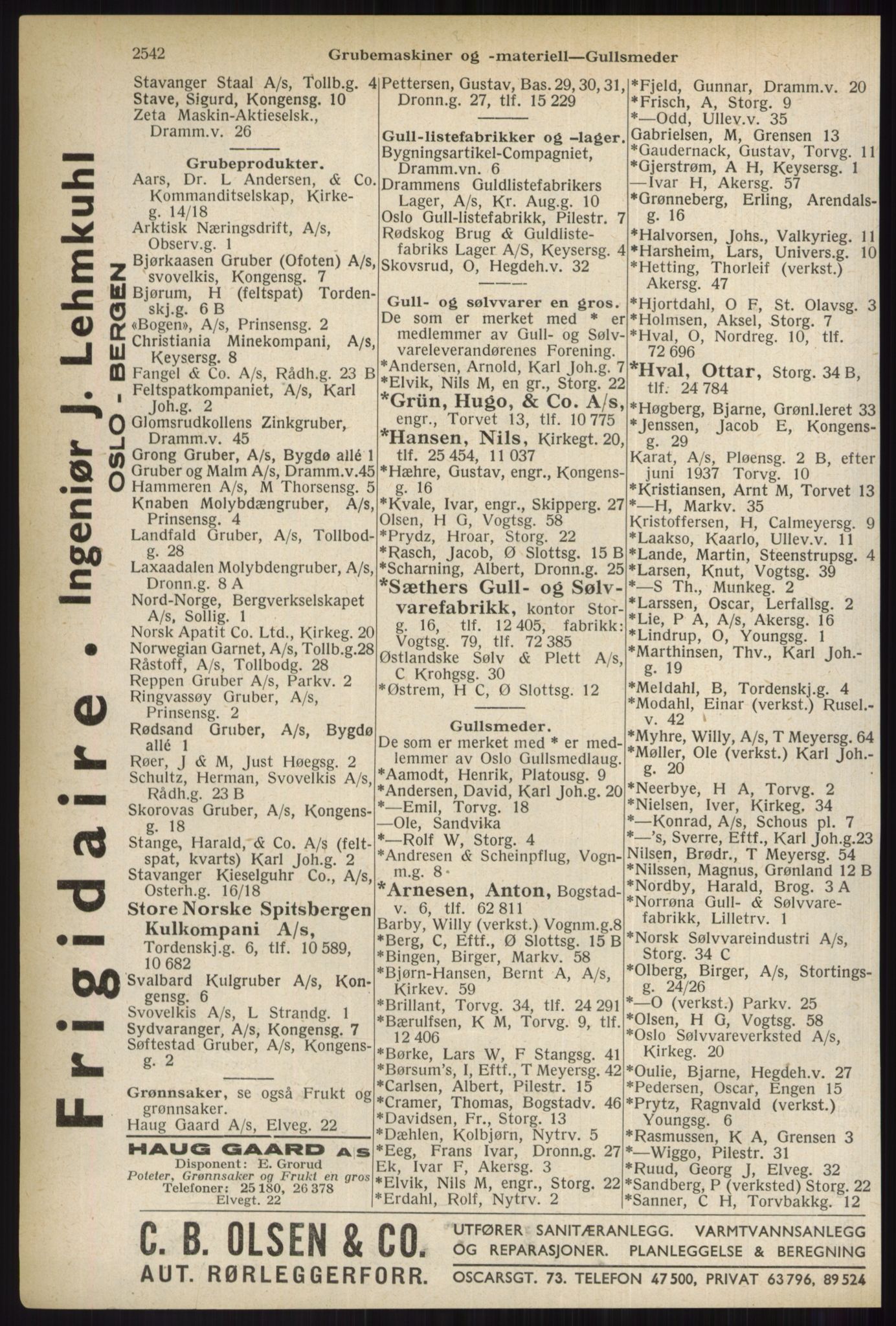 Kristiania/Oslo adressebok, PUBL/-, 1937, s. 2542