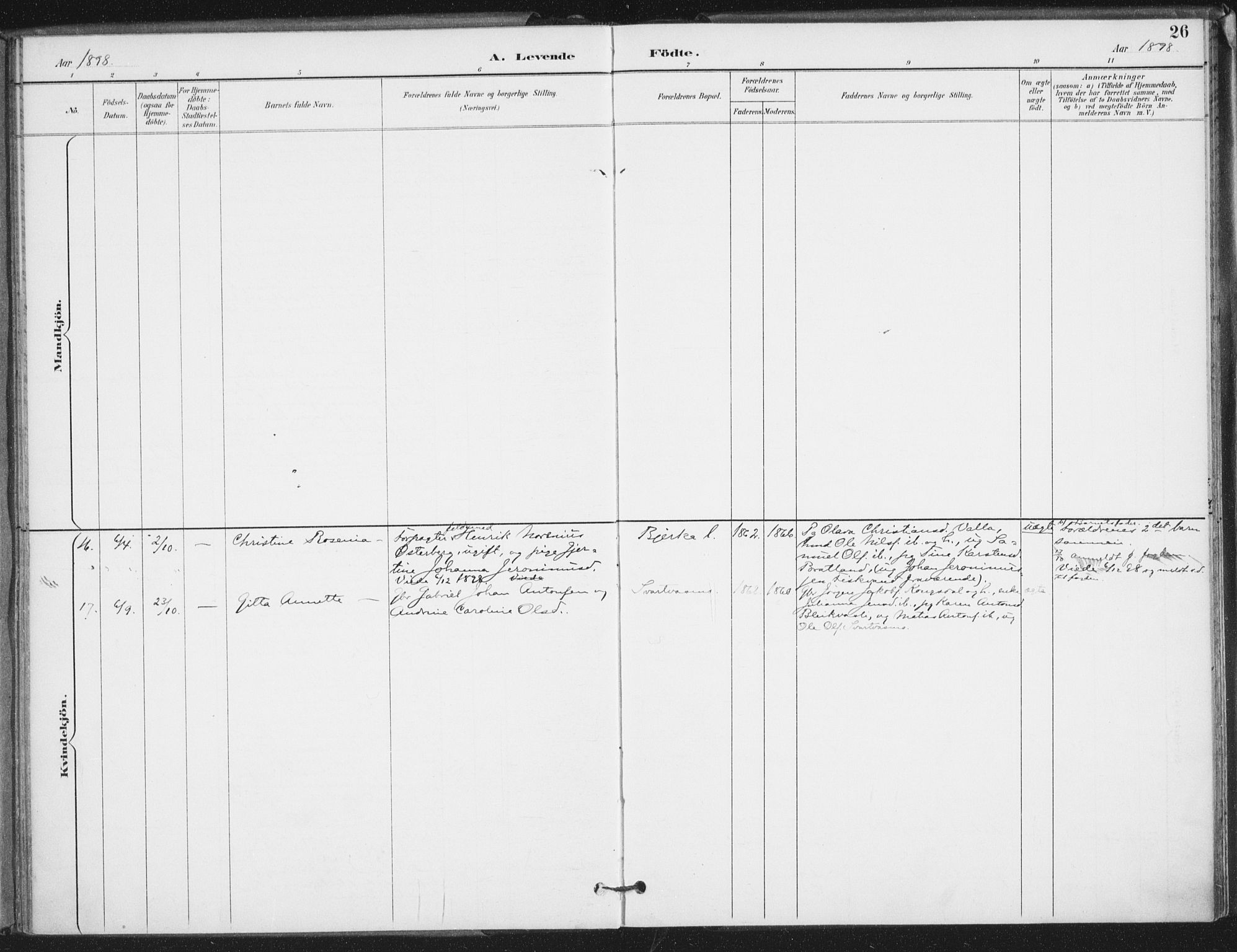 Ministerialprotokoller, klokkerbøker og fødselsregistre - Nordland, AV/SAT-A-1459/826/L0380: Ministerialbok nr. 826A03, 1891-1911, s. 26