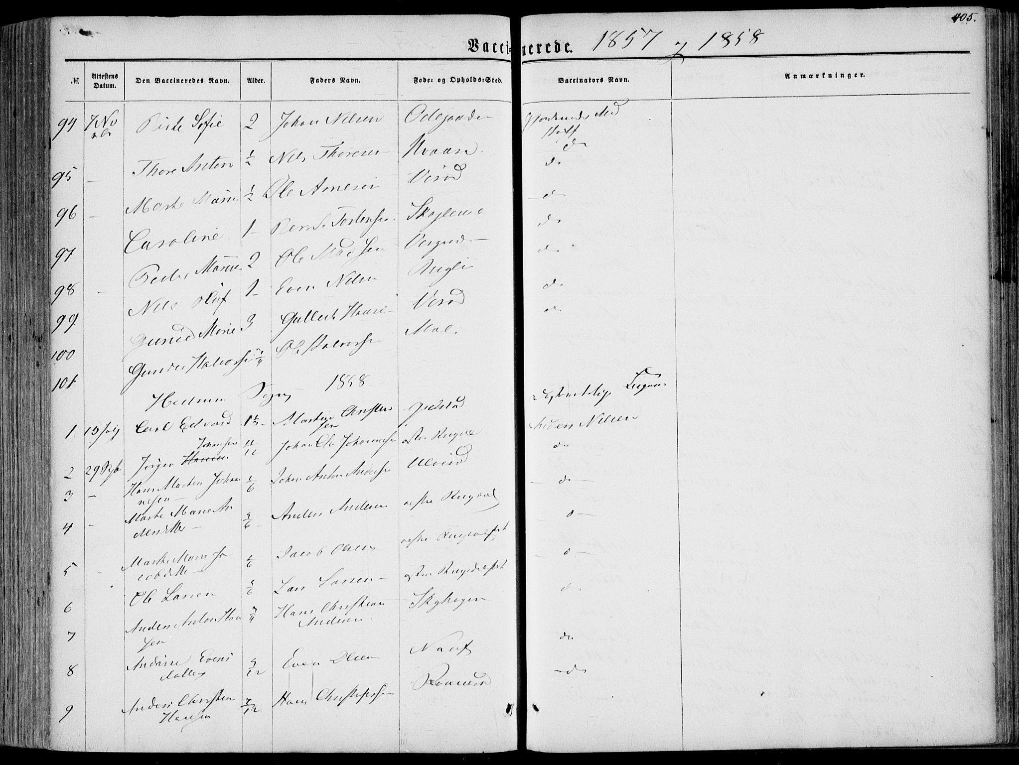 Hedrum kirkebøker, AV/SAKO-A-344/F/Fa/L0007: Ministerialbok nr. I 7, 1857-1868, s. 405