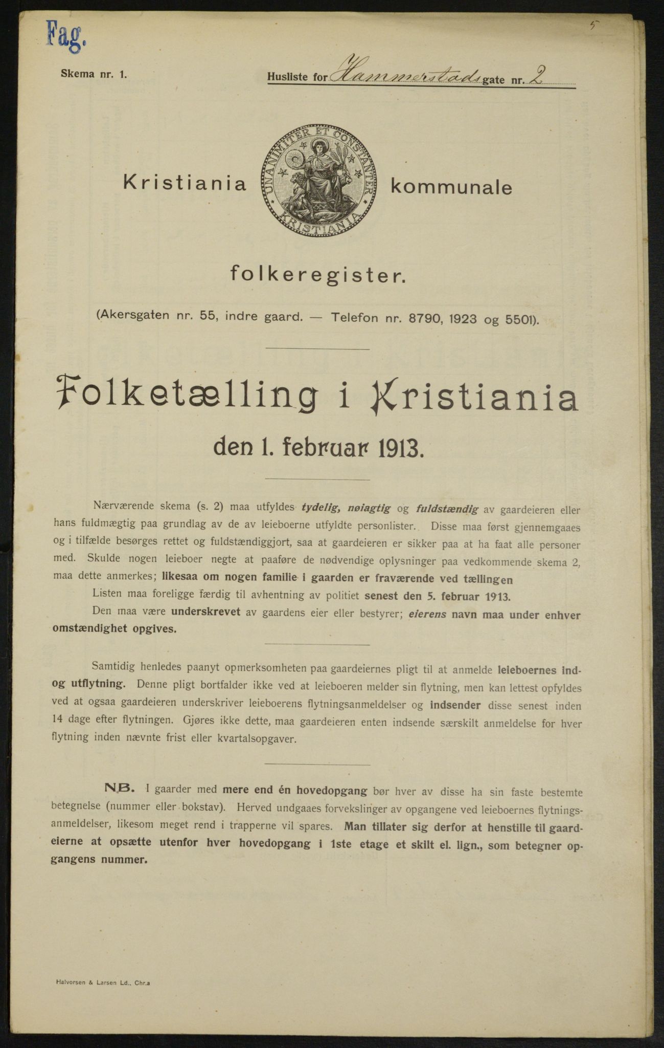 OBA, Kommunal folketelling 1.2.1913 for Kristiania, 1913, s. 34599