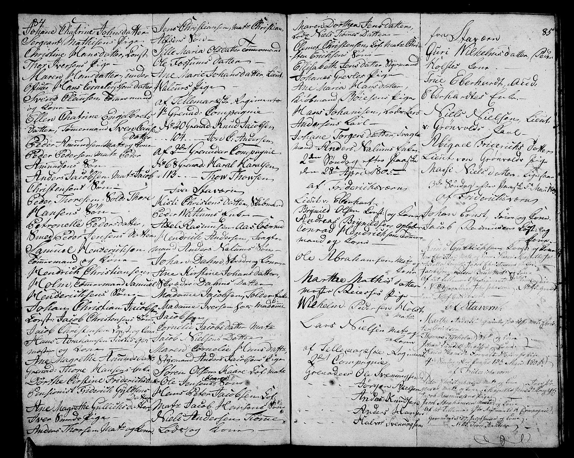 Stavern kirkebøker, AV/SAKO-A-318/F/Fa/L0005: Ministerialbok nr. 5, 1800-1816, s. 84-85