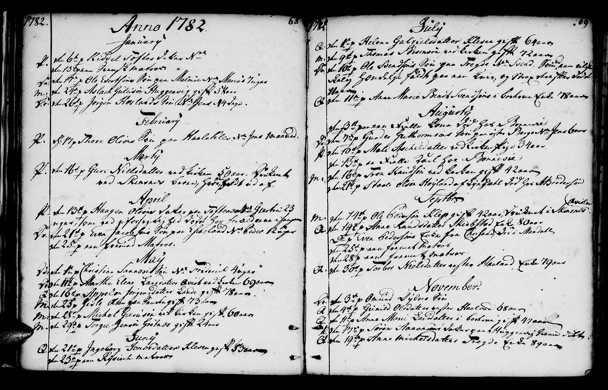 Mandal sokneprestkontor, AV/SAK-1111-0030/F/Fa/Faa/L0005: Ministerialbok nr. A 5, 1748-1803, s. 68-69