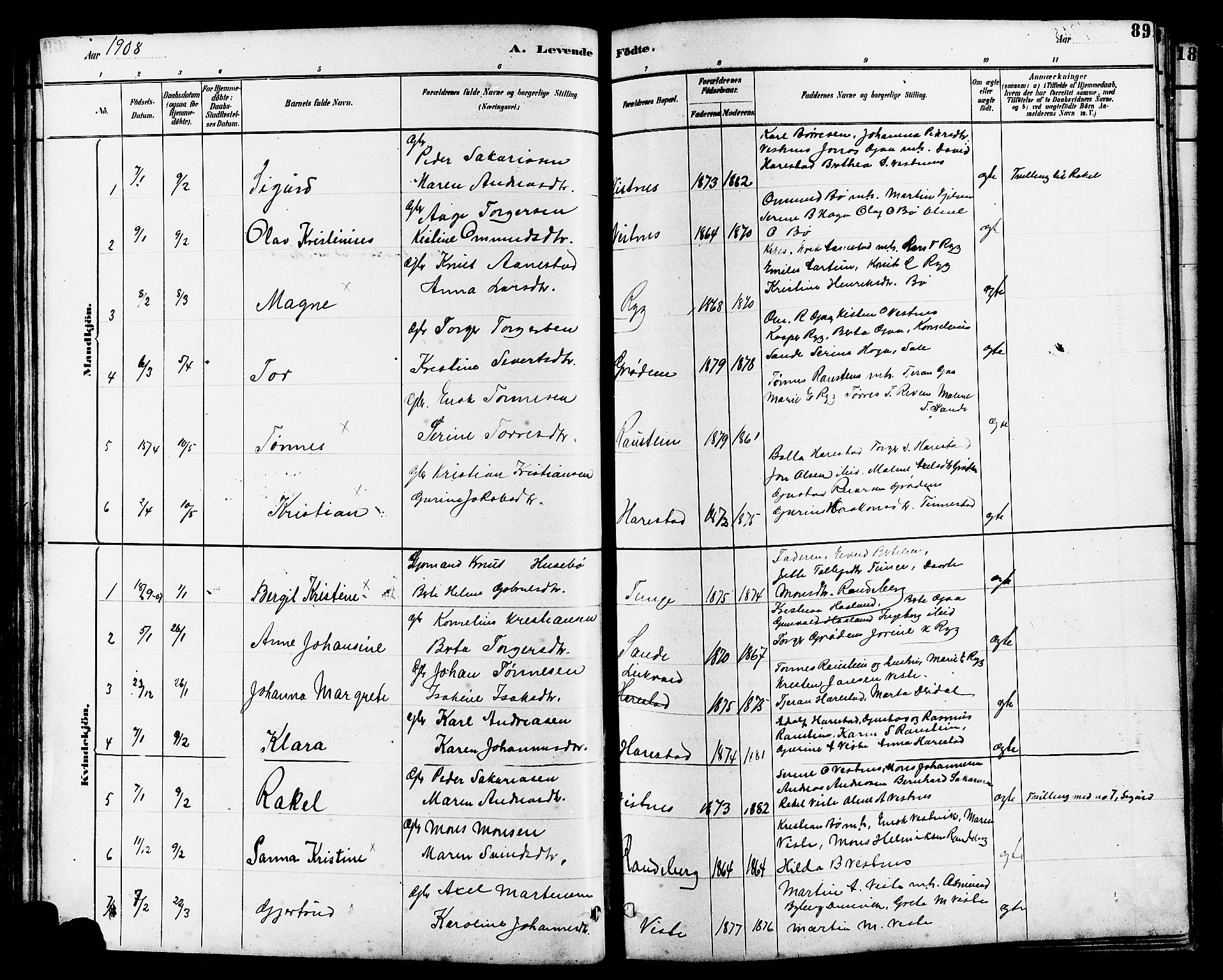 Hetland sokneprestkontor, SAST/A-101826/30/30BB/L0006: Klokkerbok nr. B 6, 1878-1921, s. 89