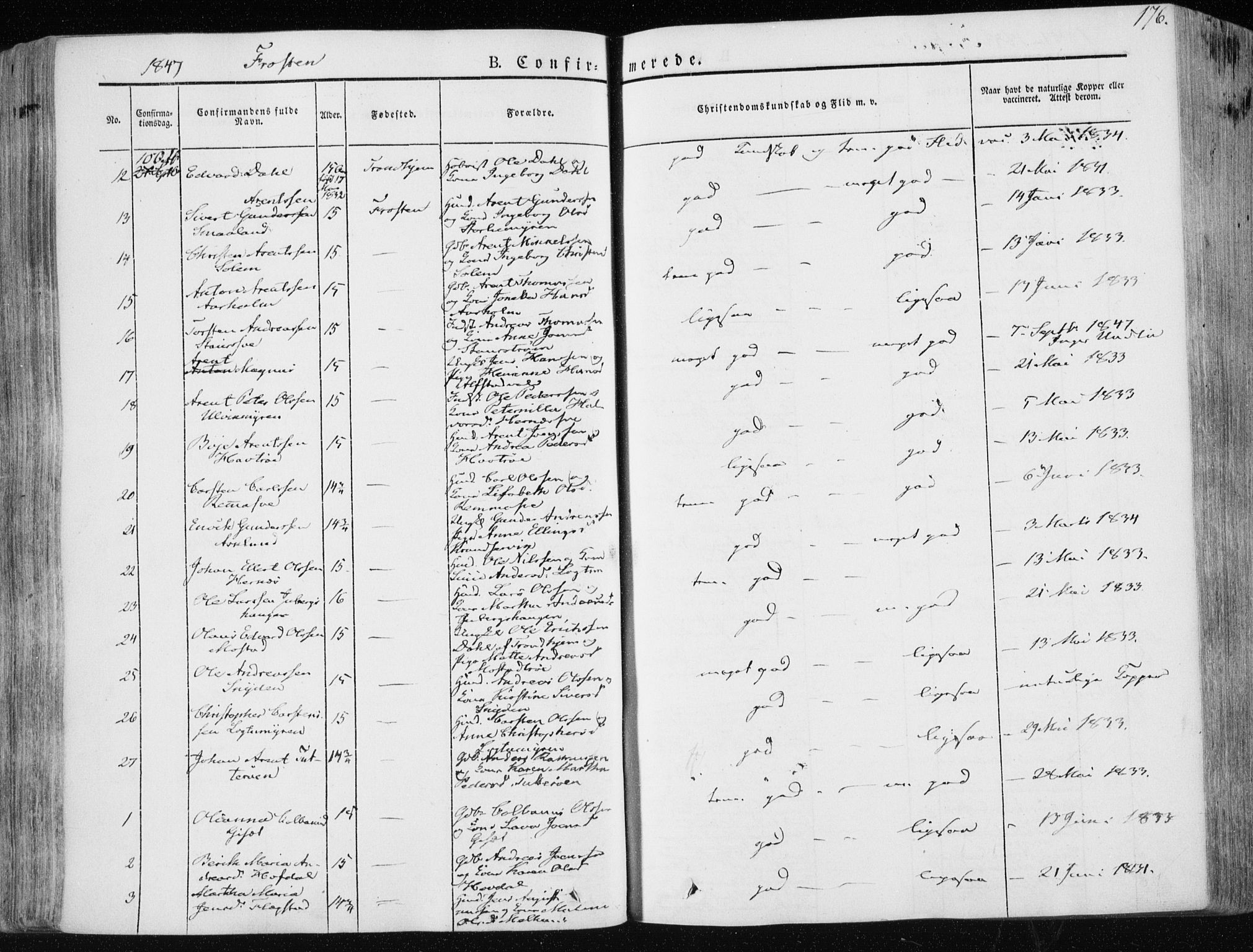 Ministerialprotokoller, klokkerbøker og fødselsregistre - Nord-Trøndelag, AV/SAT-A-1458/713/L0115: Ministerialbok nr. 713A06, 1838-1851, s. 176