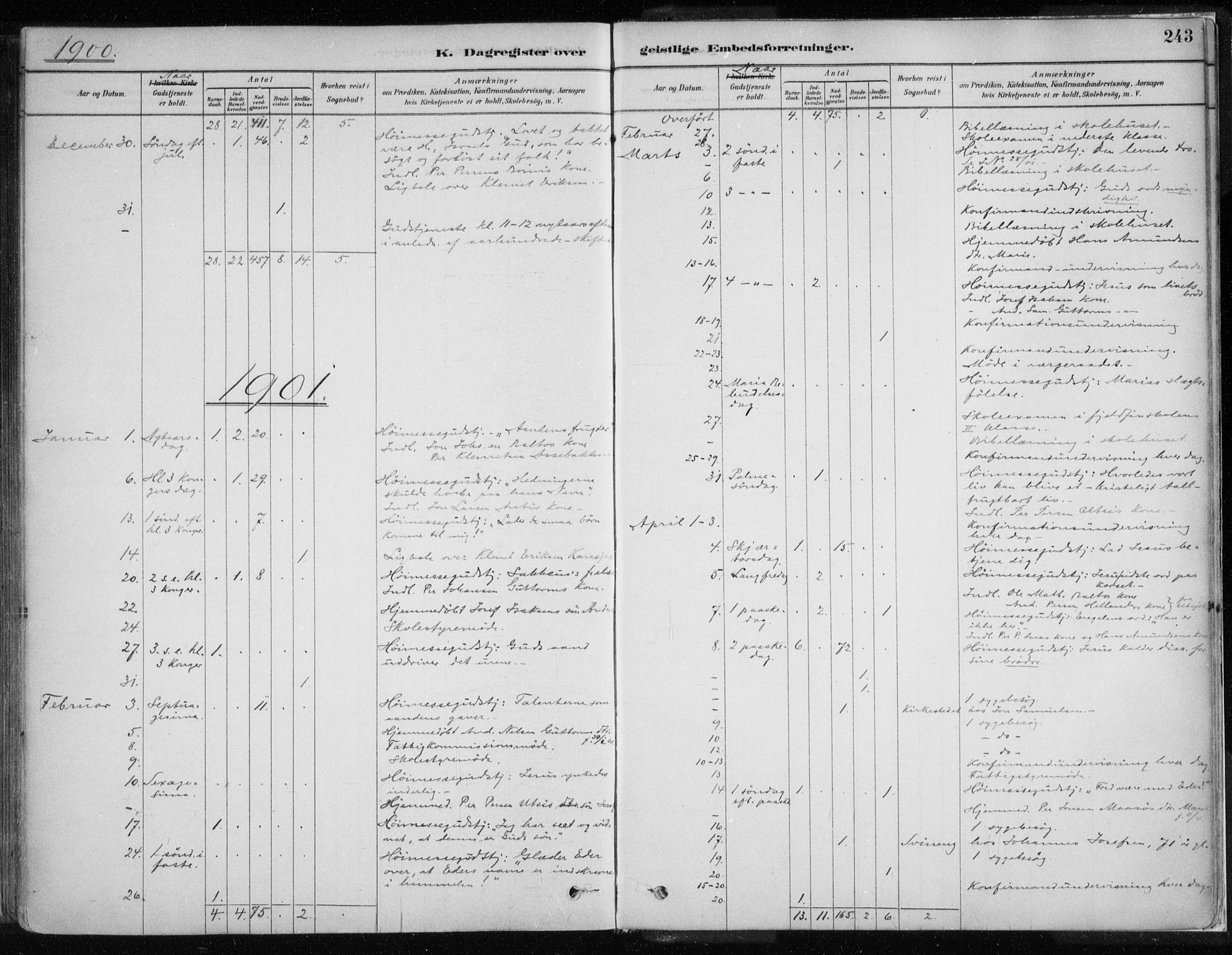 Karasjok sokneprestkontor, SATØ/S-1352/H/Ha/L0002kirke: Ministerialbok nr. 2, 1885-1906, s. 243