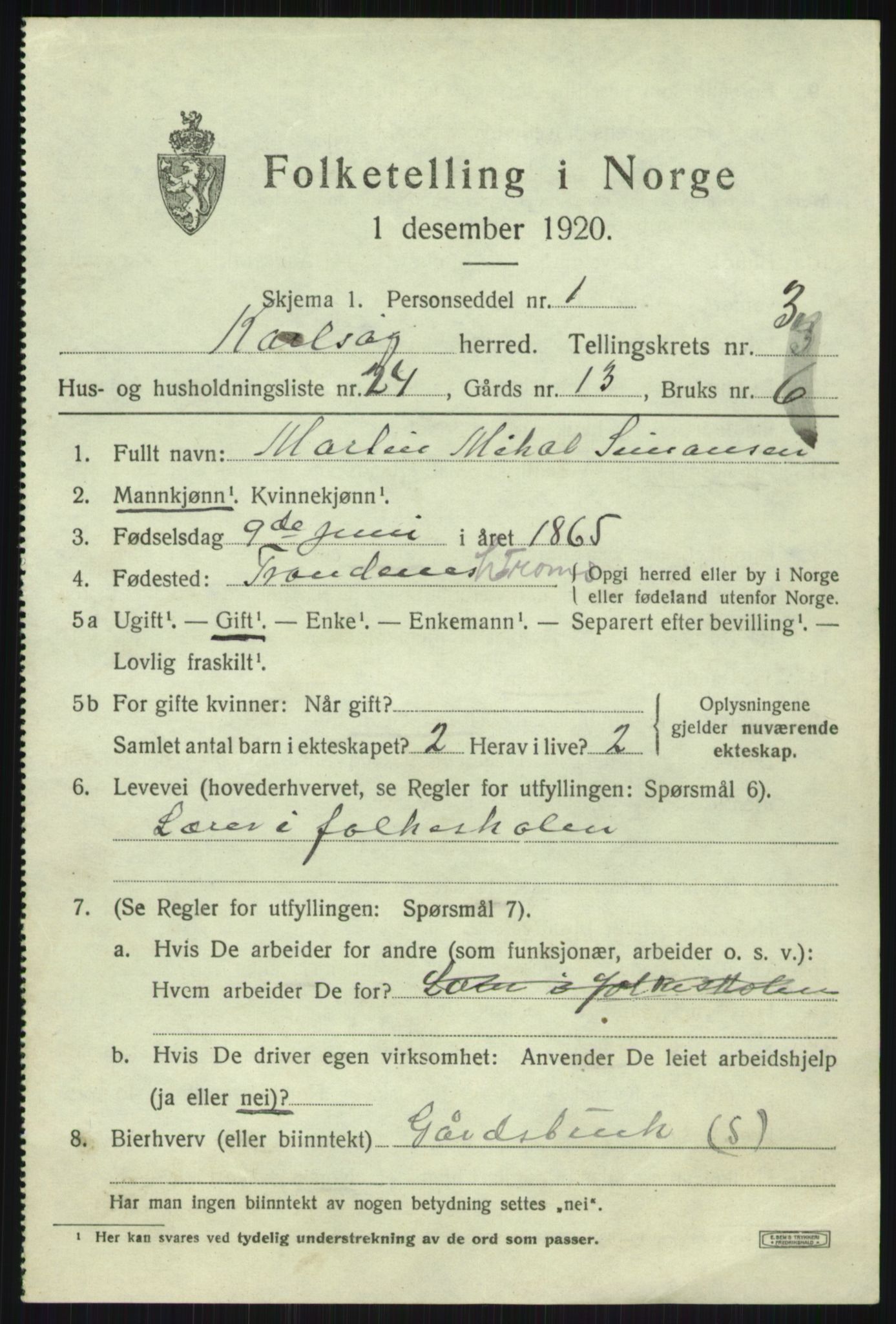 SATØ, Folketelling 1920 for 1936 Karlsøy herred, 1920, s. 2014