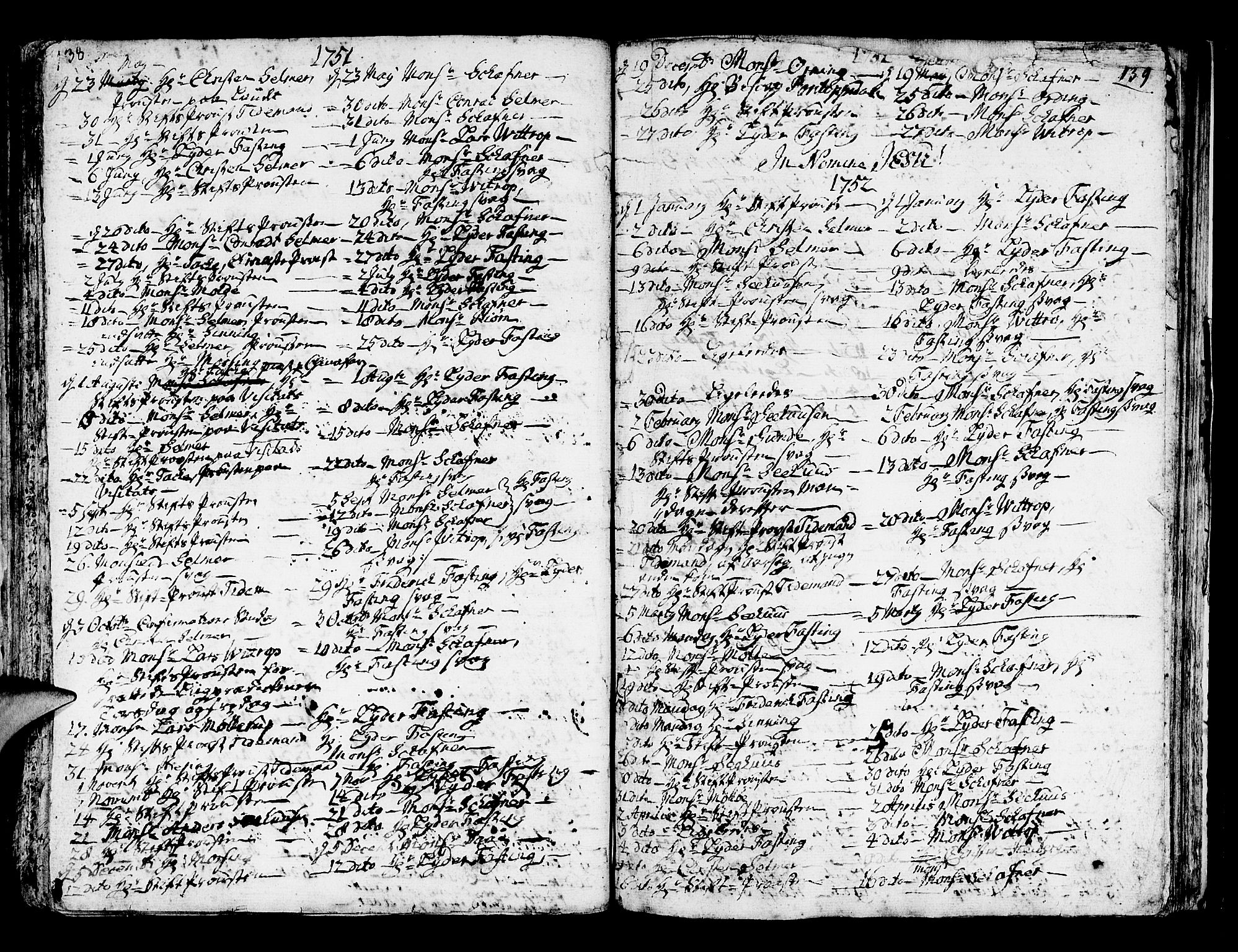 Domkirken sokneprestembete, AV/SAB-A-74801/H/Haa/L0007: Ministerialbok nr. A 7, 1725-1826, s. 138-139