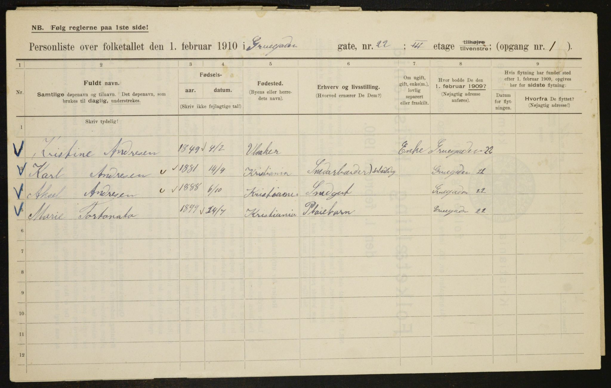 OBA, Kommunal folketelling 1.2.1910 for Kristiania, 1910, s. 29346