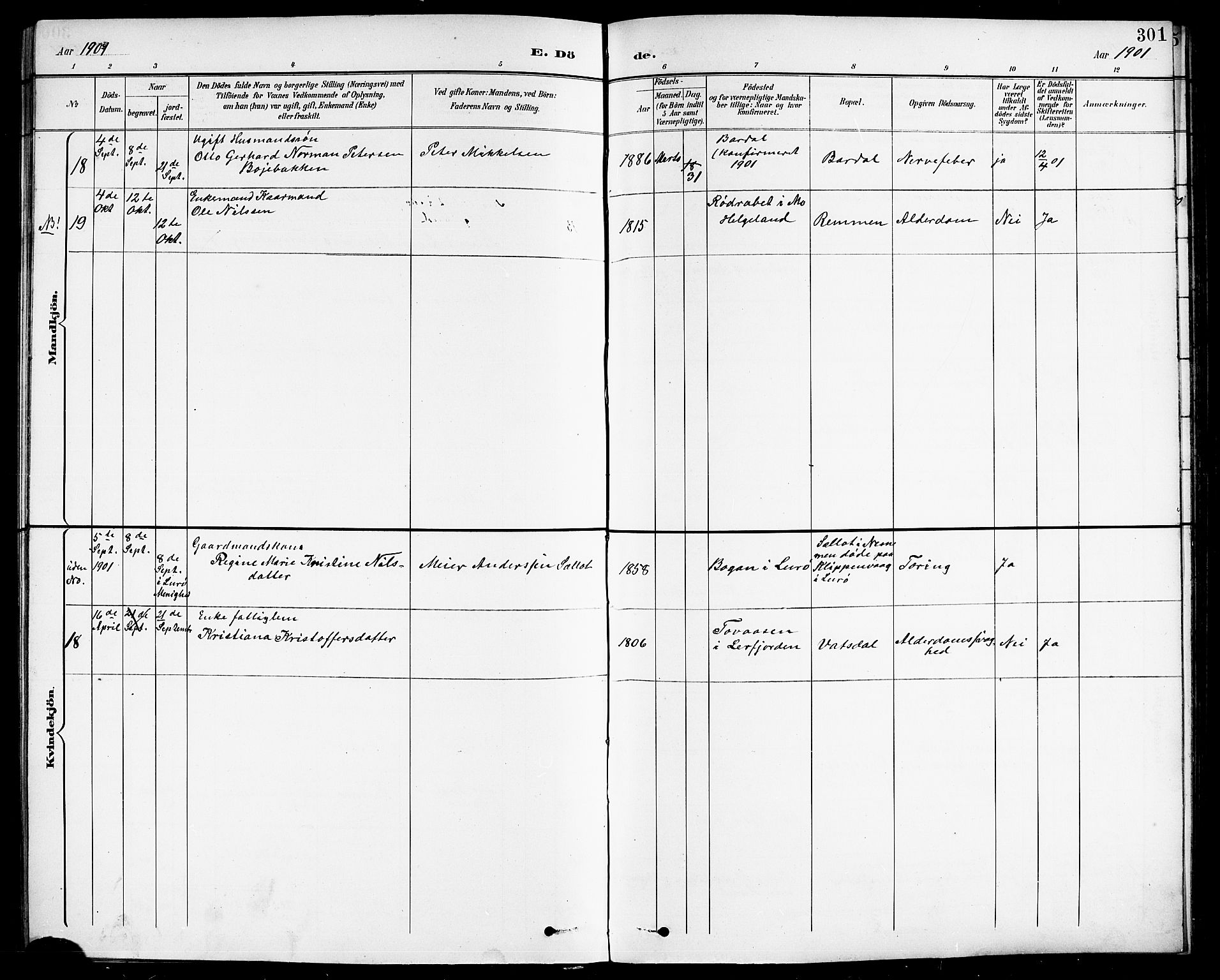 Ministerialprotokoller, klokkerbøker og fødselsregistre - Nordland, SAT/A-1459/838/L0559: Klokkerbok nr. 838C06, 1893-1910, s. 301