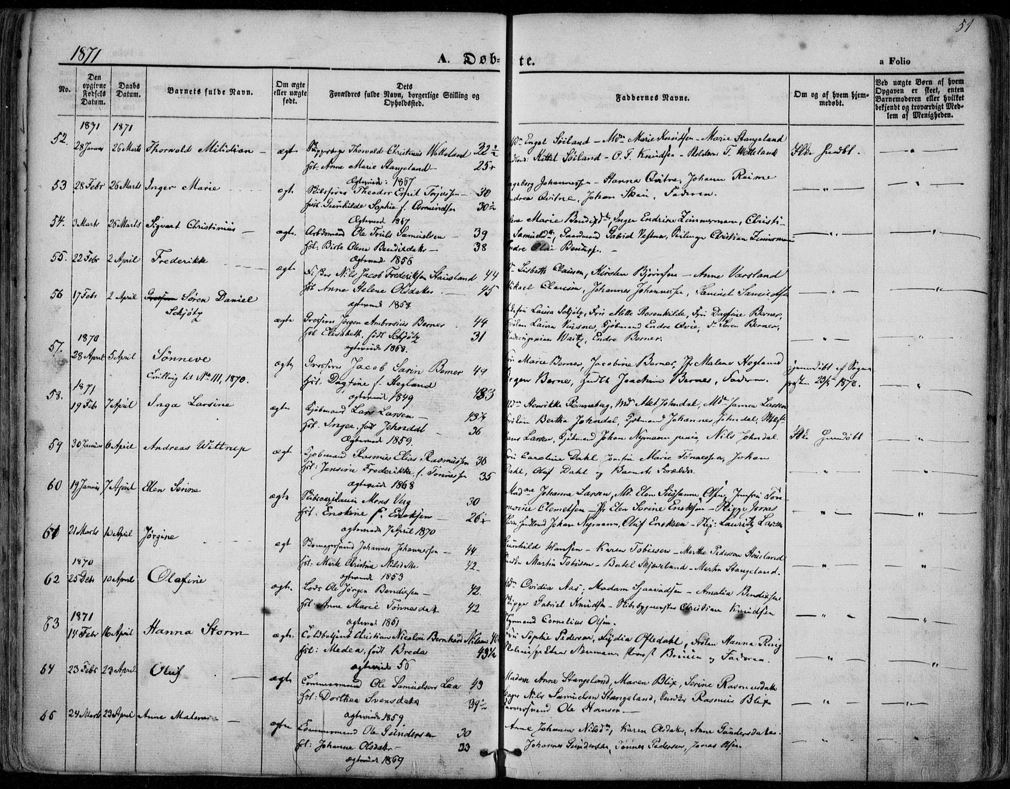Domkirken sokneprestkontor, AV/SAST-A-101812/001/30/30BA/L0022: Ministerialbok nr. A 21, 1868-1877, s. 51