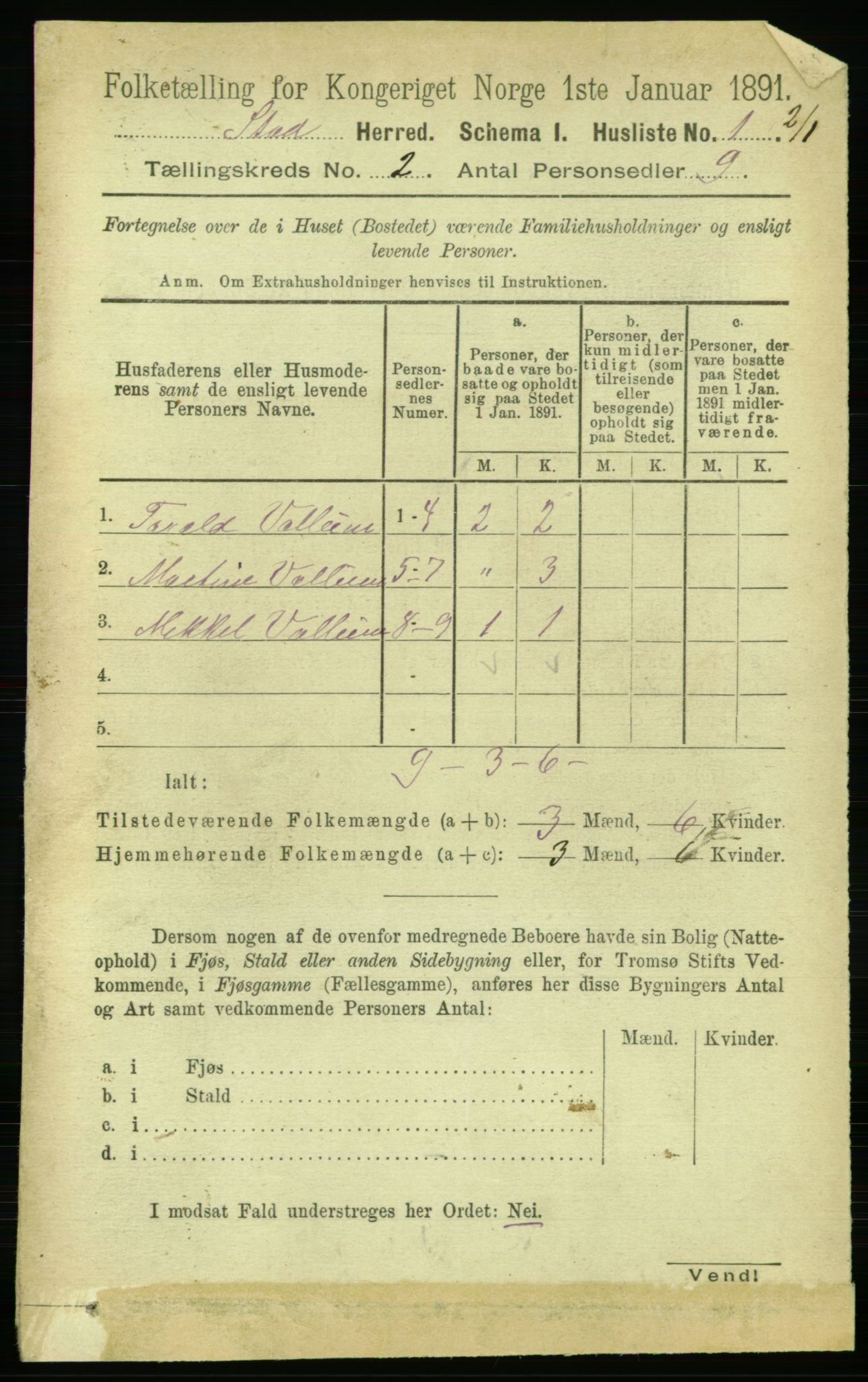 RA, Folketelling 1891 for 1734 Stod herred, 1891, s. 596