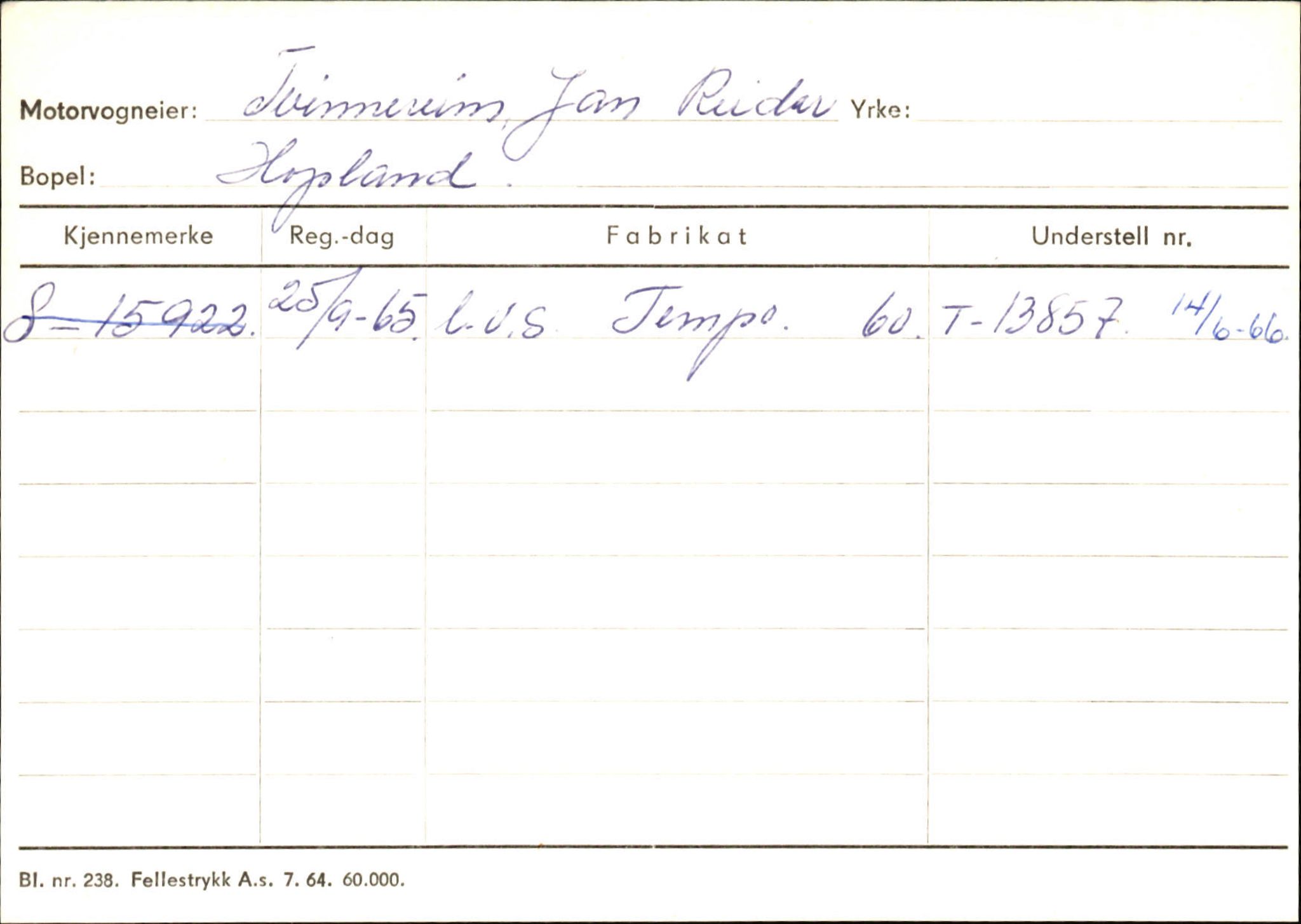 Statens vegvesen, Sogn og Fjordane vegkontor, AV/SAB-A-5301/4/F/L0131: Eigarregister Høyanger P-Å. Stryn S-Å, 1945-1975, s. 2046