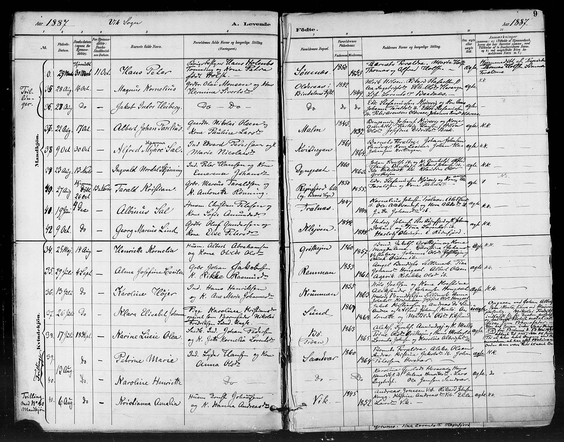 Ministerialprotokoller, klokkerbøker og fødselsregistre - Nordland, AV/SAT-A-1459/812/L0178: Ministerialbok nr. 812A07, 1886-1900, s. 9