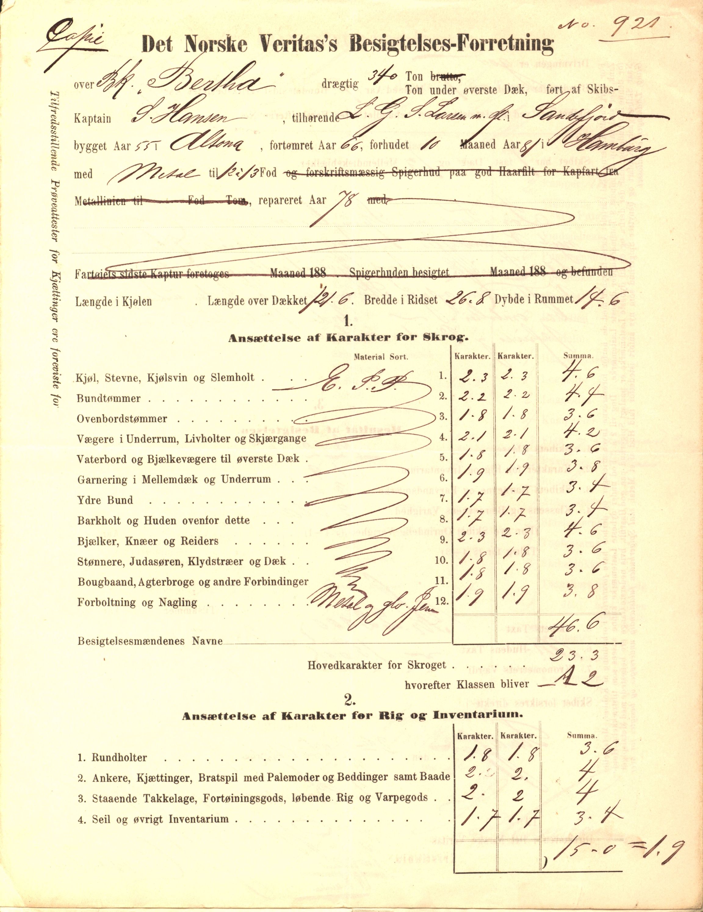 Pa 63 - Østlandske skibsassuranceforening, VEMU/A-1079/G/Ga/L0018/0011: Havaridokumenter / Bertha, Bonita, Immanuel, Th. Thoresen, India, 1885, s. 12