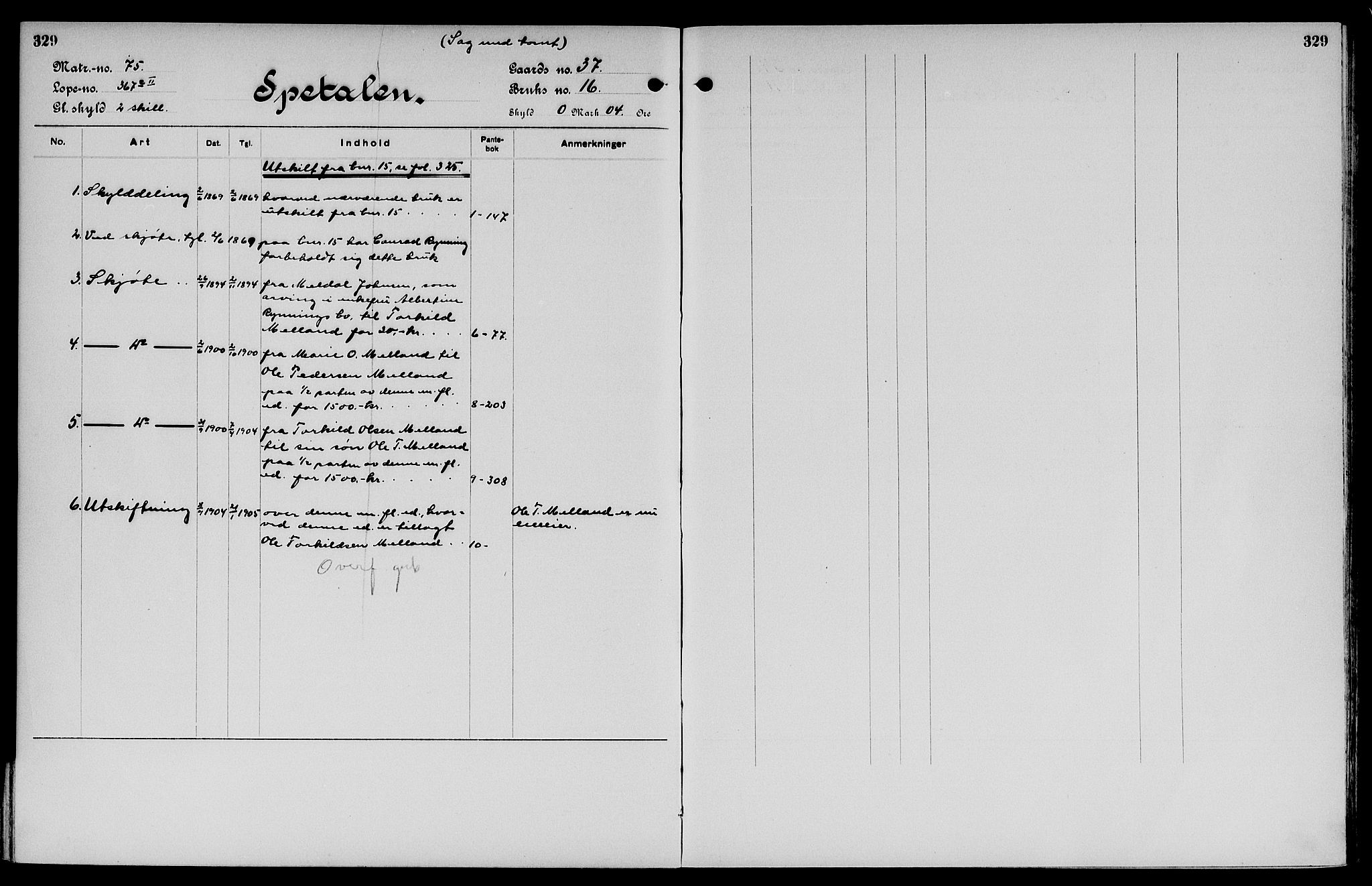 Vinger og Odal sorenskriveri, SAH/TING-022/H/Ha/Hac/Hacc/L0006: Panteregister nr. 3.6, 1923, s. 329