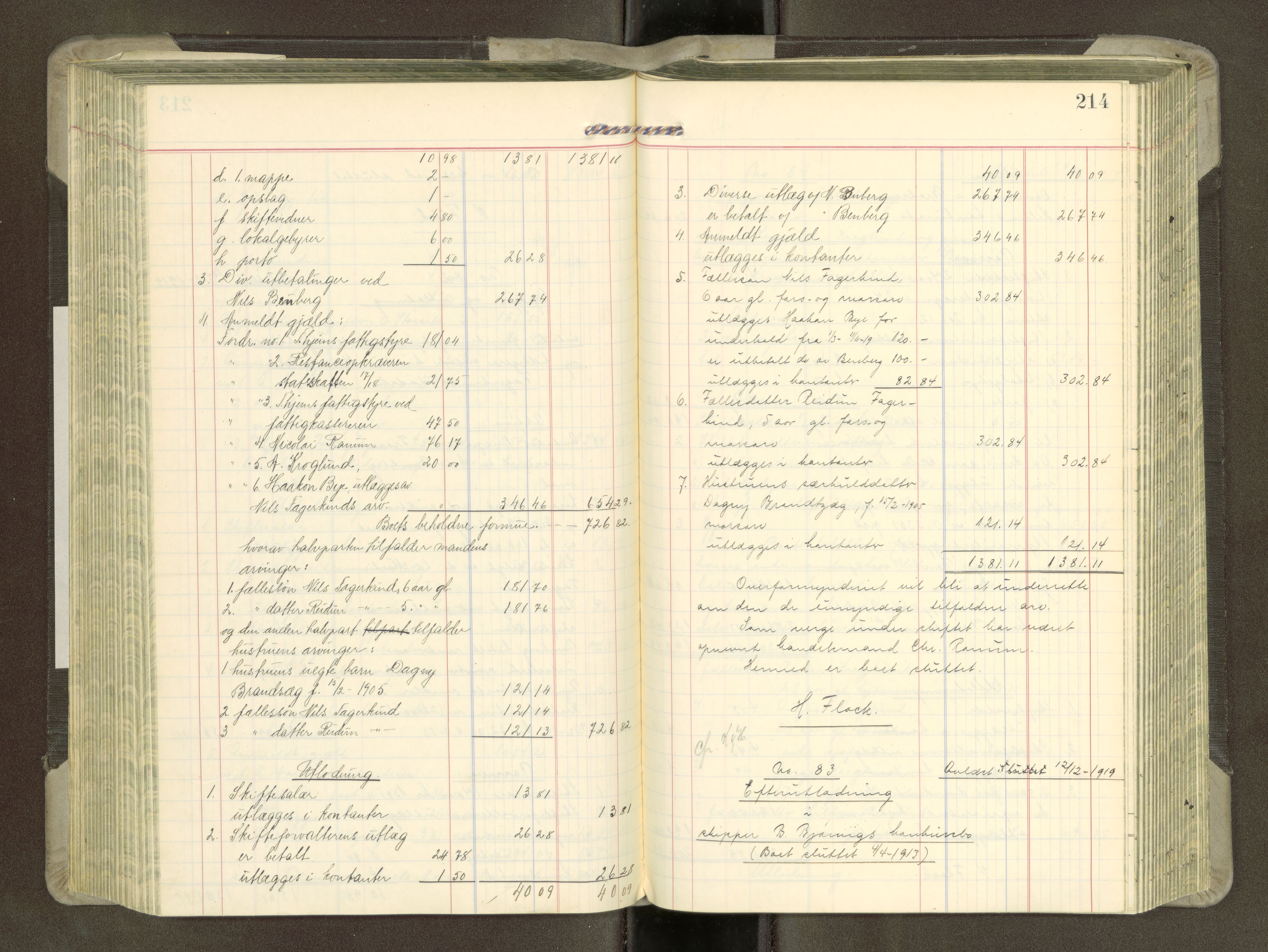 Trondheim byfogd, SAT/A-0003/1/3/3A/L0043: Skifteutlodningsprotokoll - 15/7-4/3. (m/ register), 1918-1922, s. 214