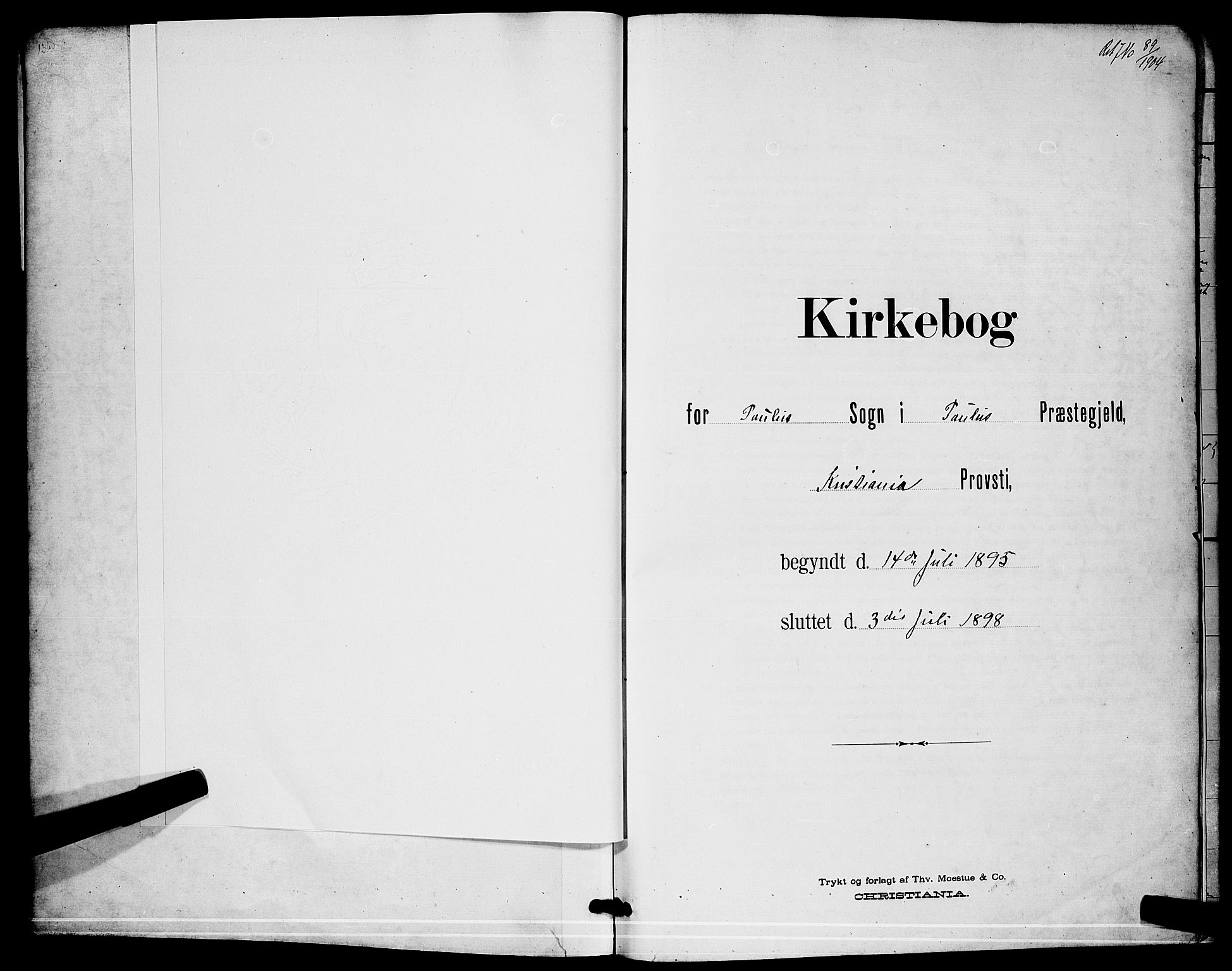 Paulus prestekontor Kirkebøker, SAO/A-10871/G/Ga/L0004: Klokkerbok nr. 4, 1895-1898