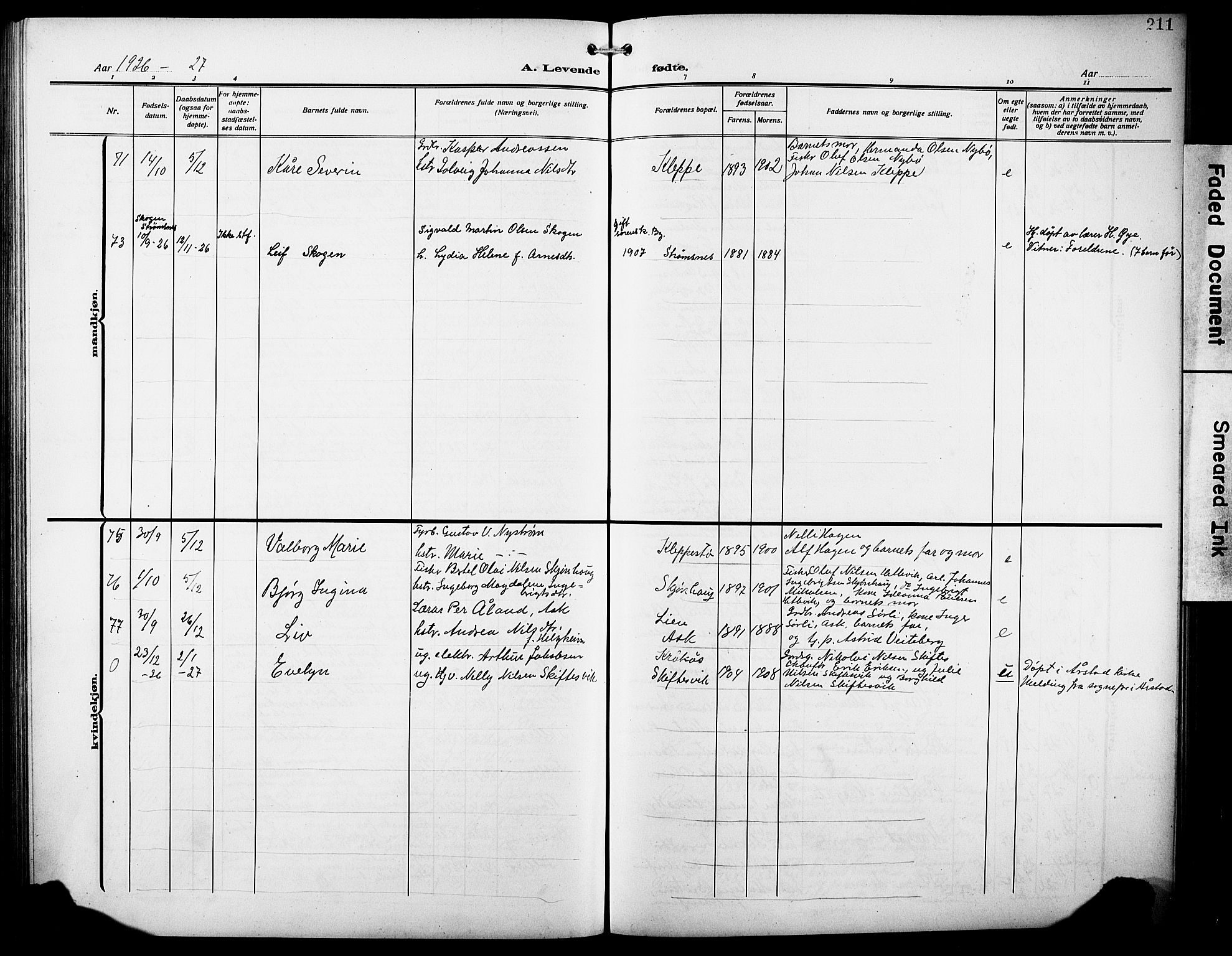 Askøy Sokneprestembete, AV/SAB-A-74101/H/Ha/Hab/Haba/L0011: Klokkerbok nr. A 11, 1908-1931, s. 211
