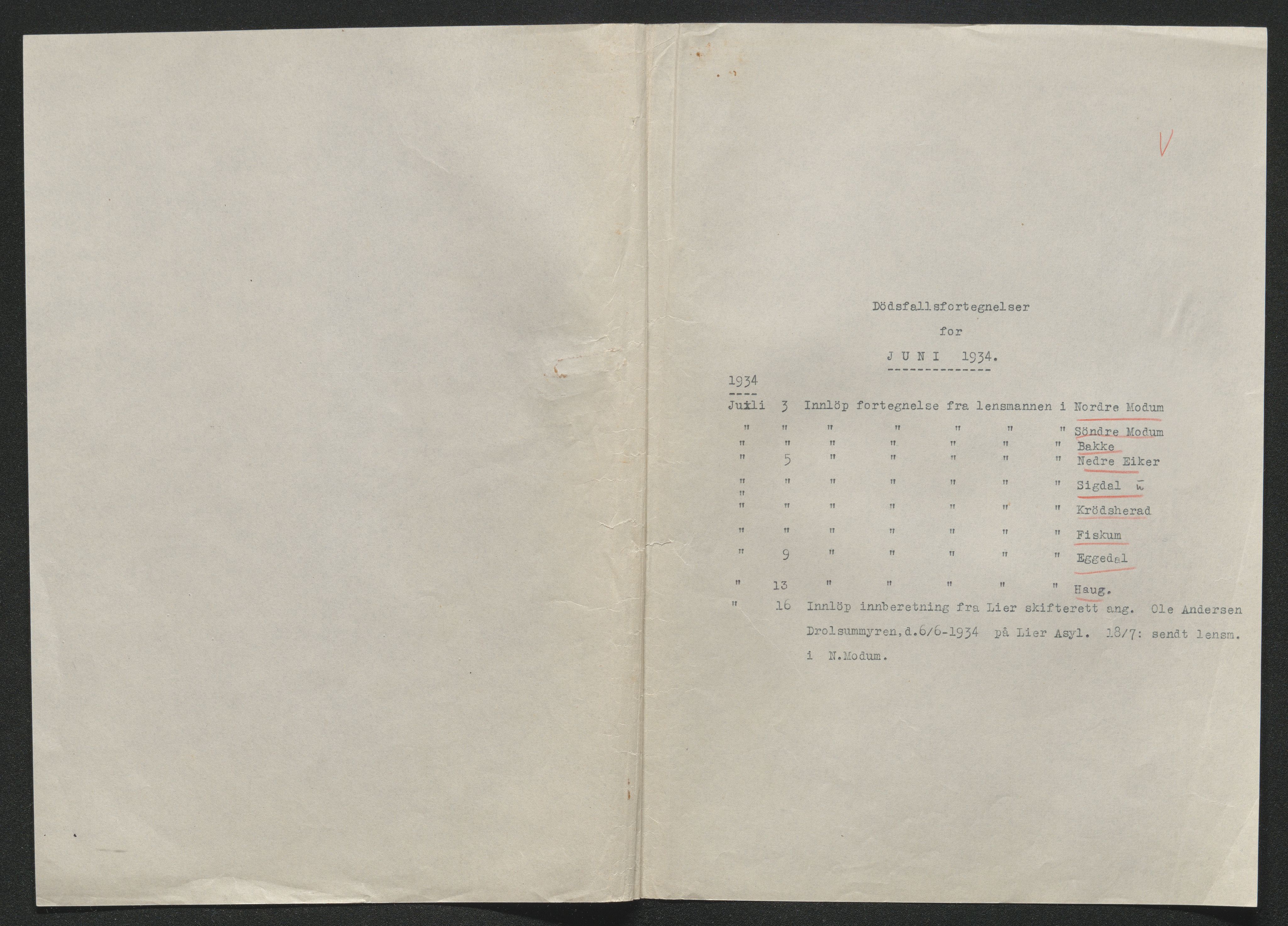 Eiker, Modum og Sigdal sorenskriveri, SAKO/A-123/H/Ha/Hab/L0049: Dødsfallsmeldinger, 1934, s. 536