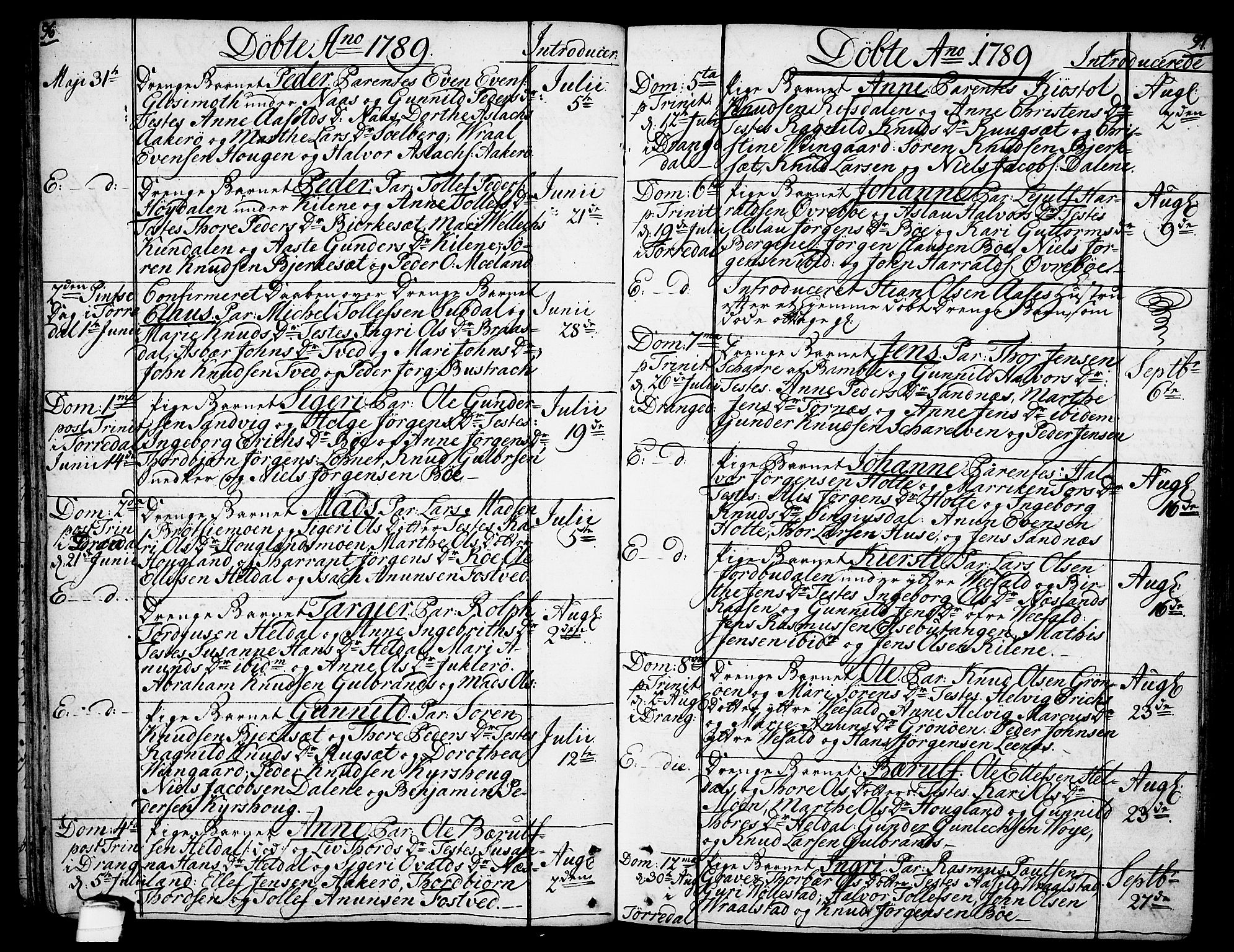 Drangedal kirkebøker, AV/SAKO-A-258/F/Fa/L0003: Ministerialbok nr. 3, 1768-1814, s. 96-97