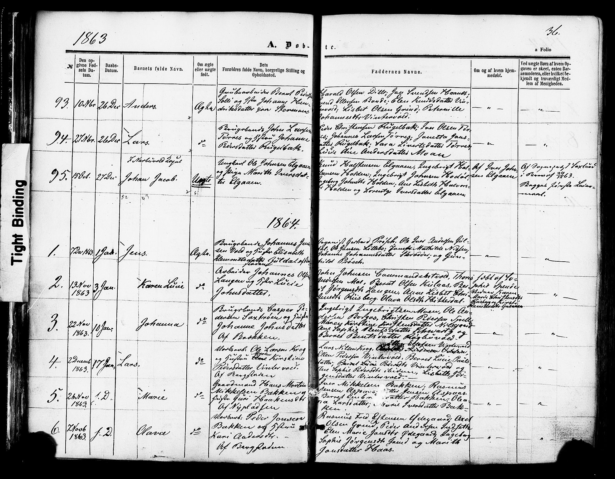Ministerialprotokoller, klokkerbøker og fødselsregistre - Sør-Trøndelag, SAT/A-1456/681/L0932: Ministerialbok nr. 681A10, 1860-1878, s. 36