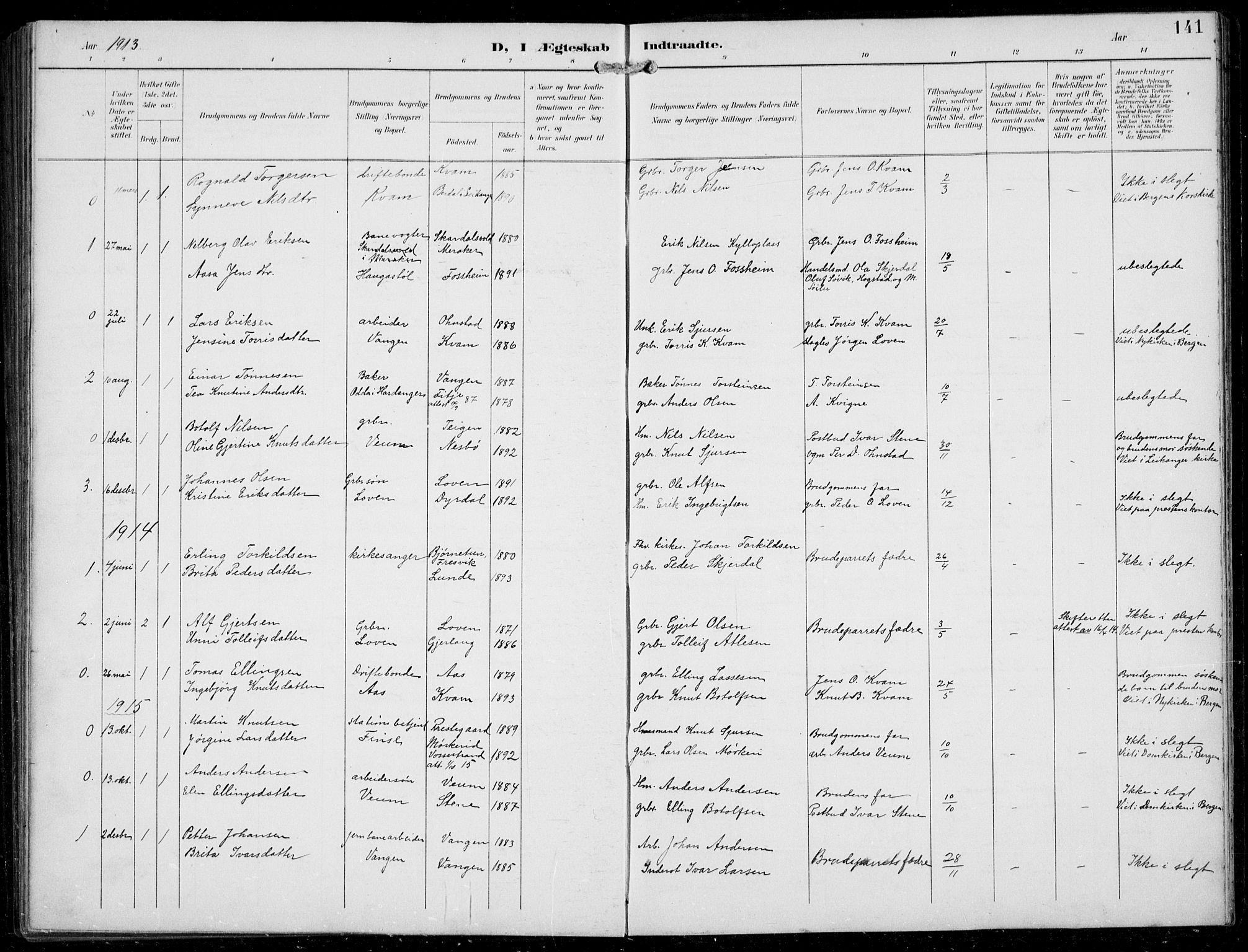 Aurland sokneprestembete, AV/SAB-A-99937/H/Hb/Hba/L0003: Klokkerbok nr. A 3, 1896-1939, s. 141