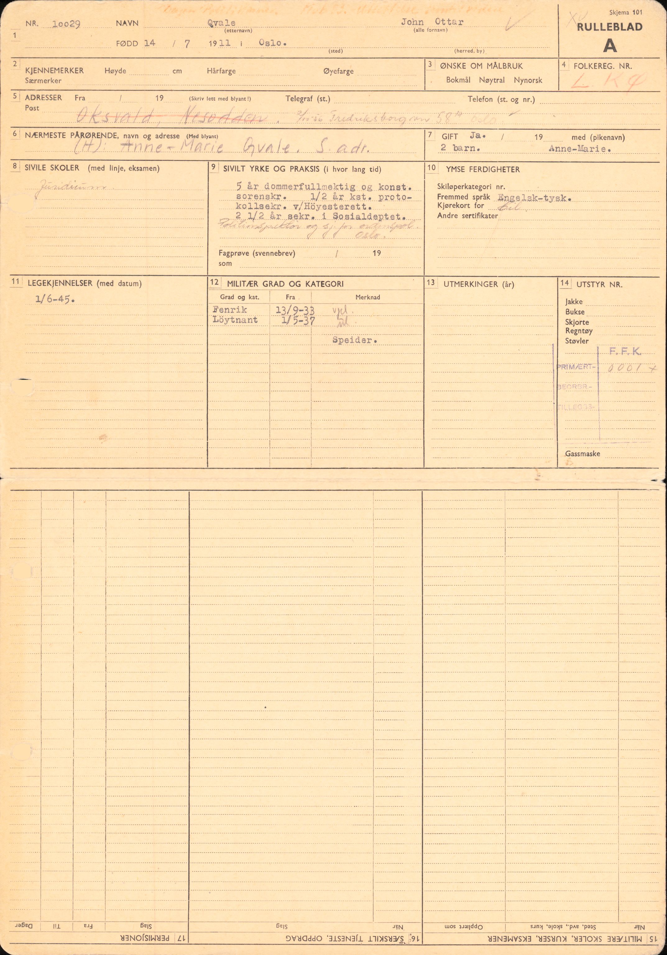 Forsvaret, Forsvarets overkommando/Luftforsvarsstaben, AV/RA-RAFA-4079/P/Pa/L0028: Personellpapirer, 1911, s. 5