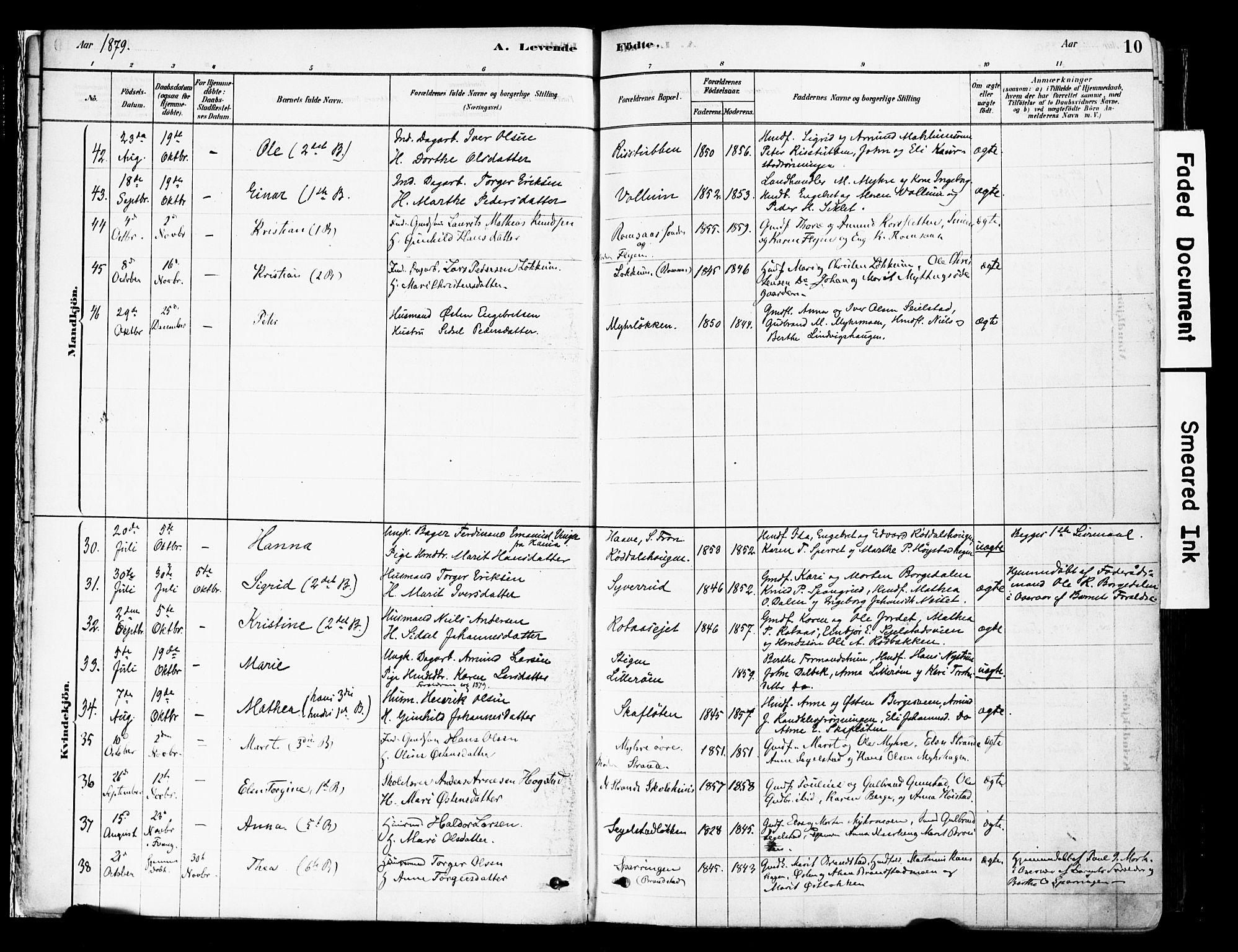 Ringebu prestekontor, AV/SAH-PREST-082/H/Ha/Haa/L0008: Ministerialbok nr. 8, 1878-1898, s. 10