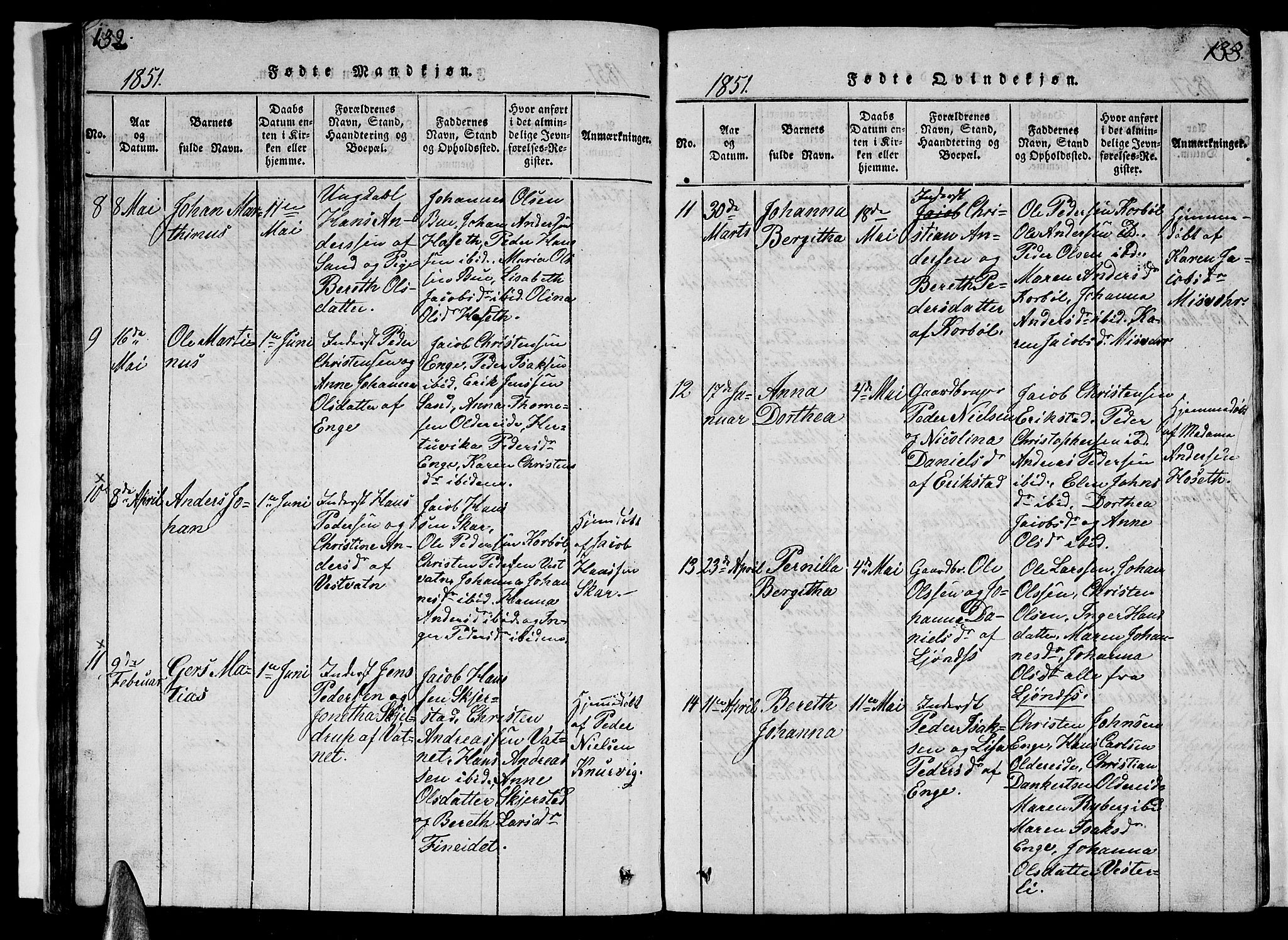 Ministerialprotokoller, klokkerbøker og fødselsregistre - Nordland, AV/SAT-A-1459/852/L0752: Klokkerbok nr. 852C03, 1840-1855, s. 132-133