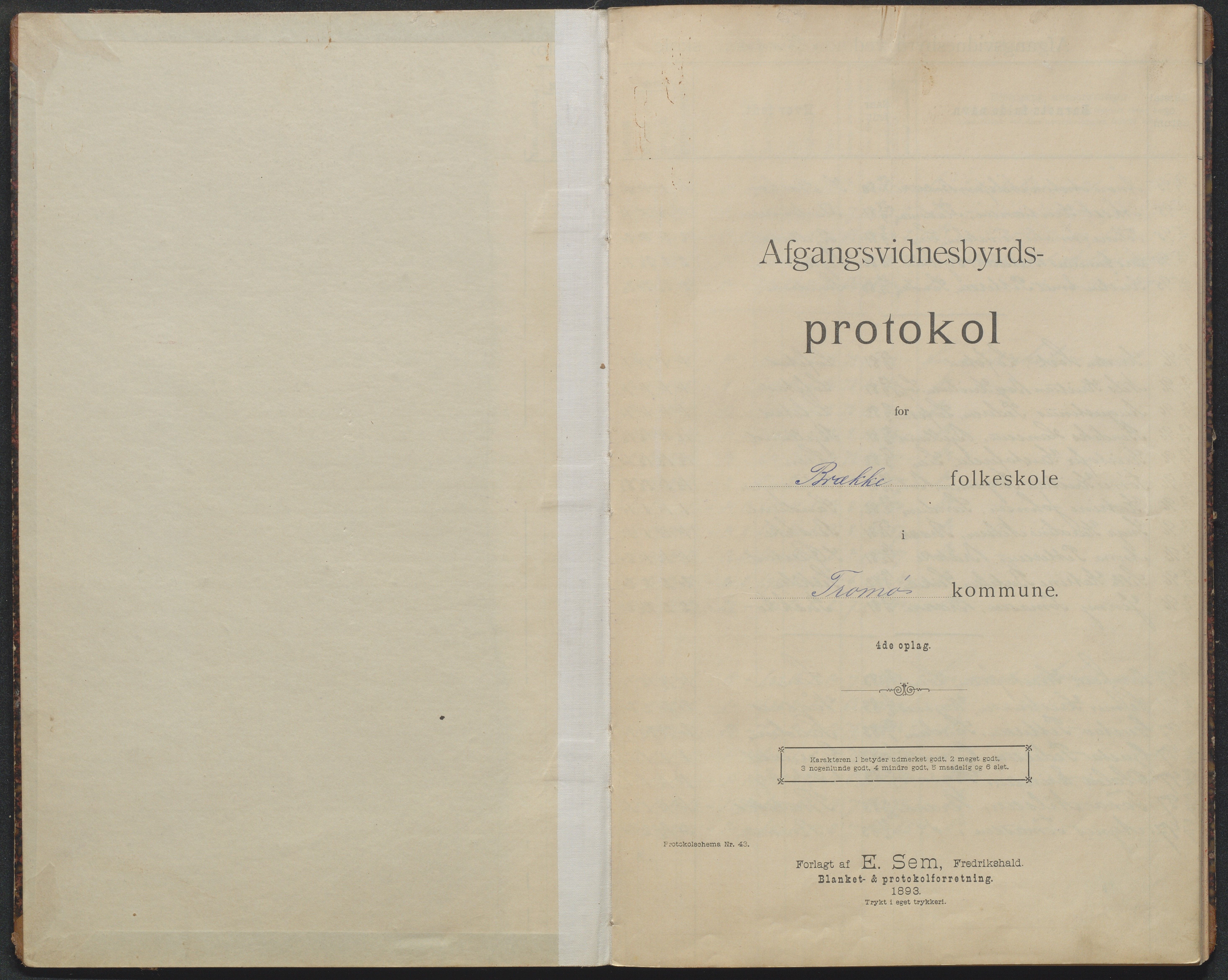 Tromøy kommune, Skoler, AAKS/KA0921-550/E01/L0026: Karakterprotokoll Brekke folkeskole, 1895-1946