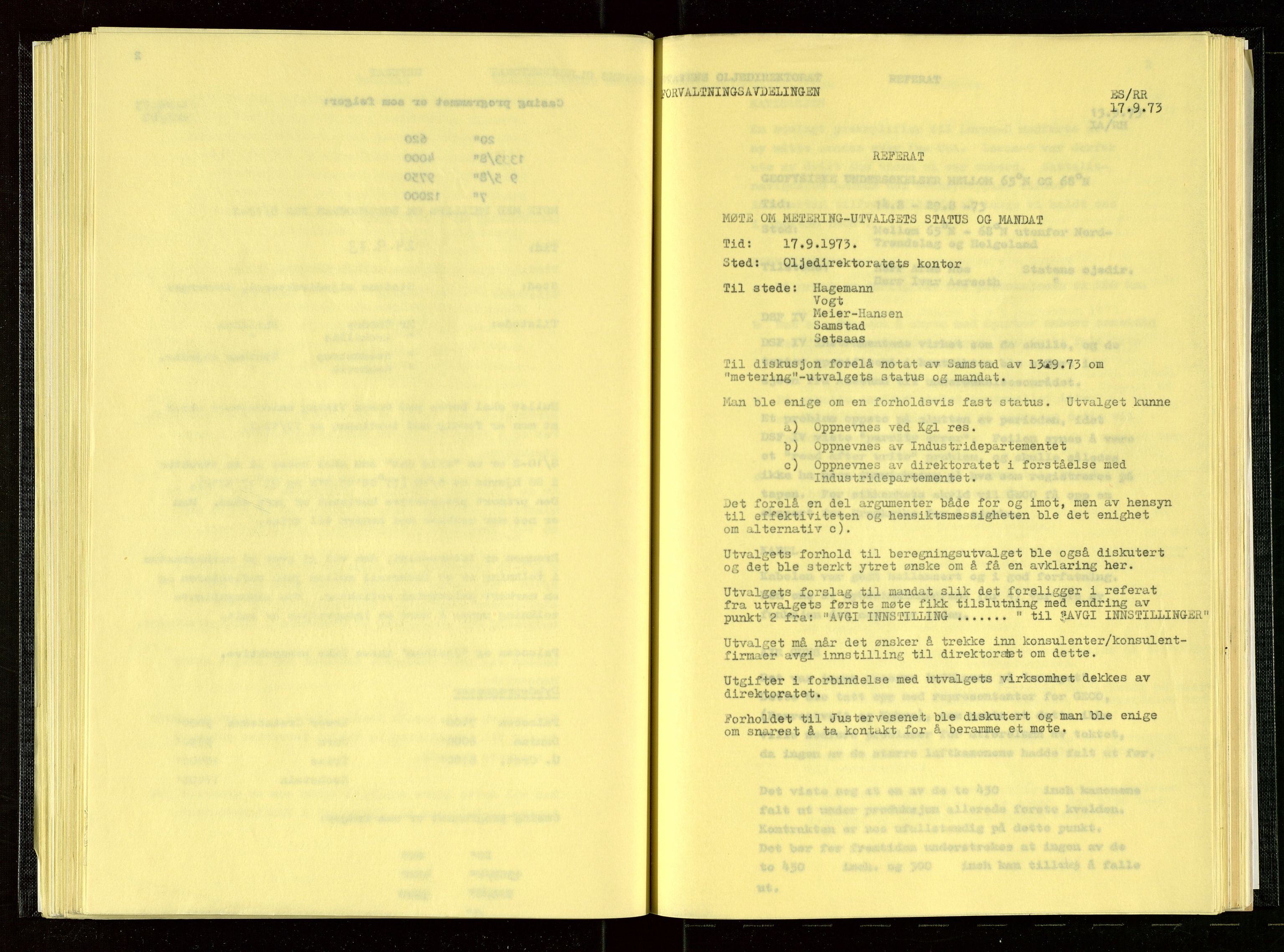 Oljedirektoratet, SAST/A-101366/Aa/L0001: Referatprotokoller, 1973