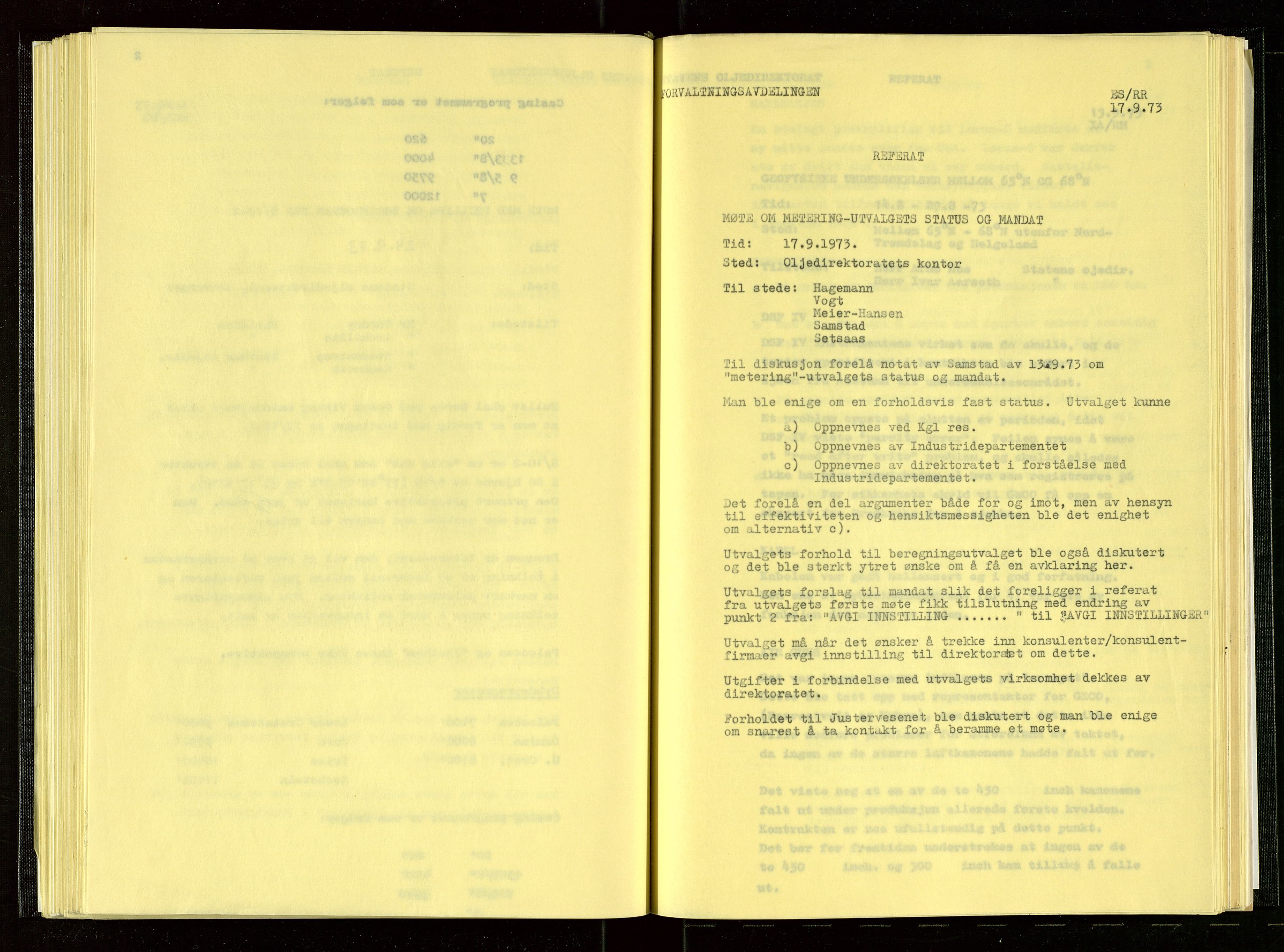 Oljedirektoratet, AV/SAST-A-101366/Aa/L0001: Referatprotokoller, 1973