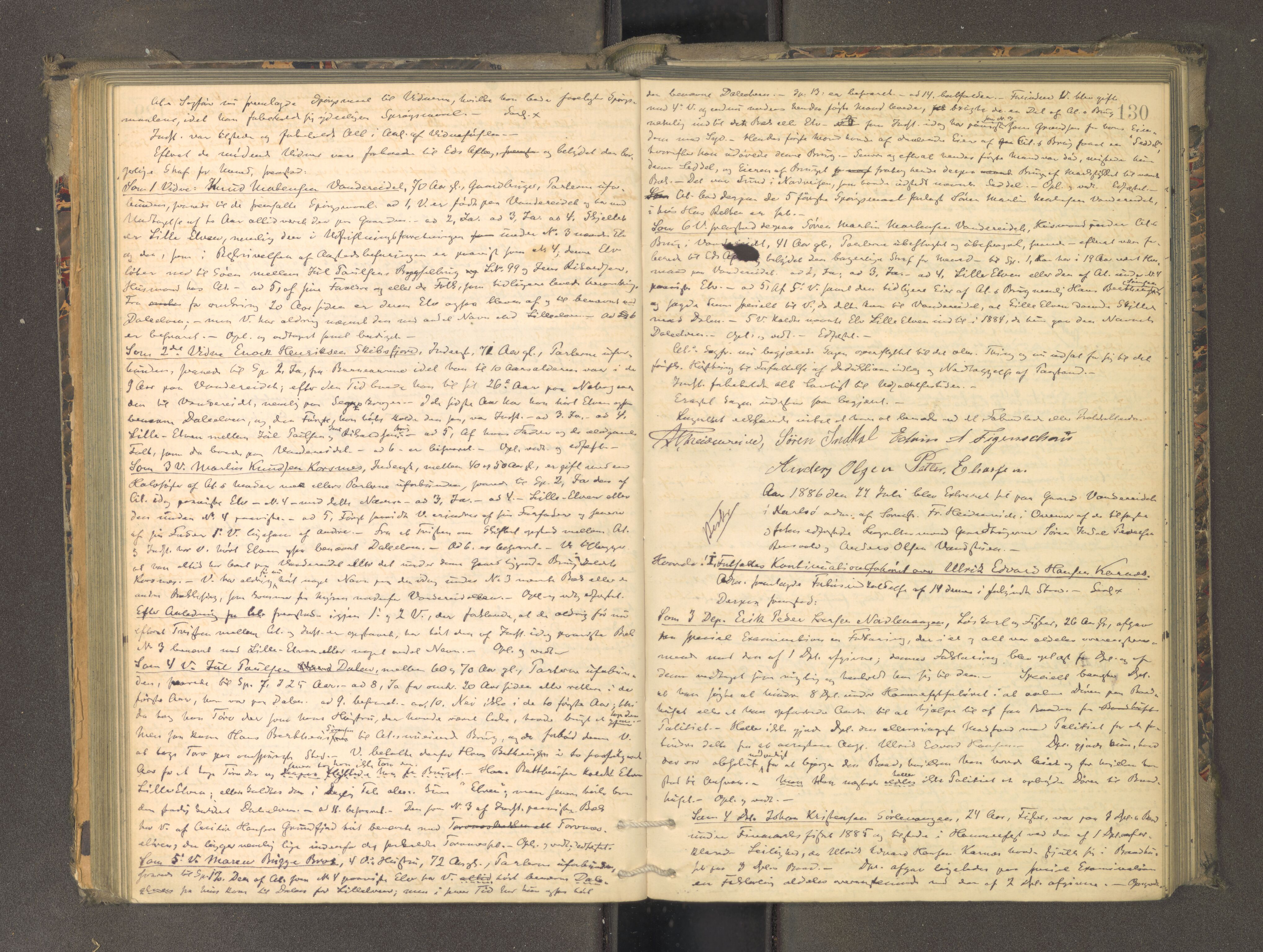 Tromsø sorenskriveri 1855-, AV/SATØ-S-0050/F/Fe/L0134: Ekstrarettsprotokoll med register, 1883-1889, s. 129b-130a