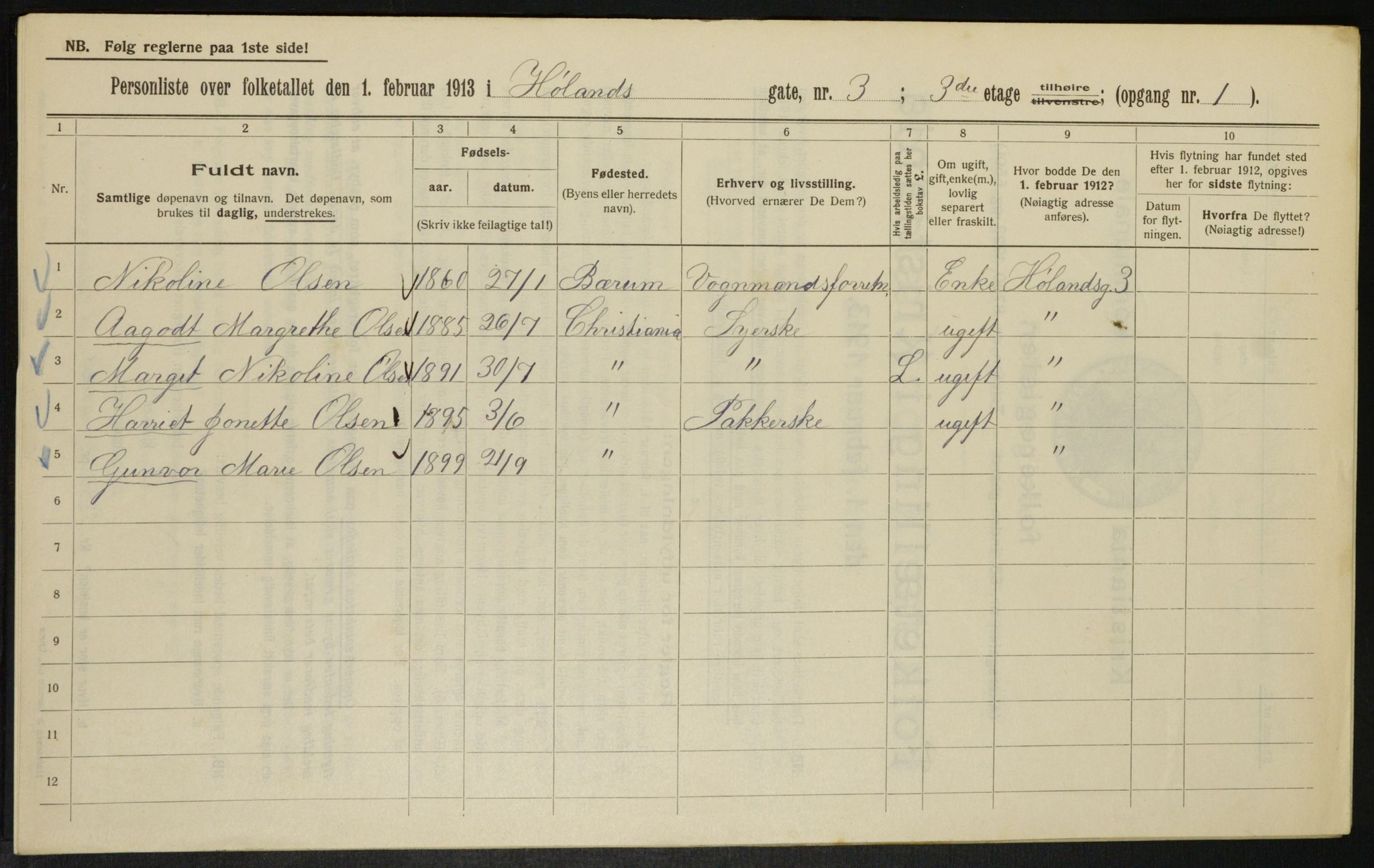 OBA, Kommunal folketelling 1.2.1913 for Kristiania, 1913, s. 42139