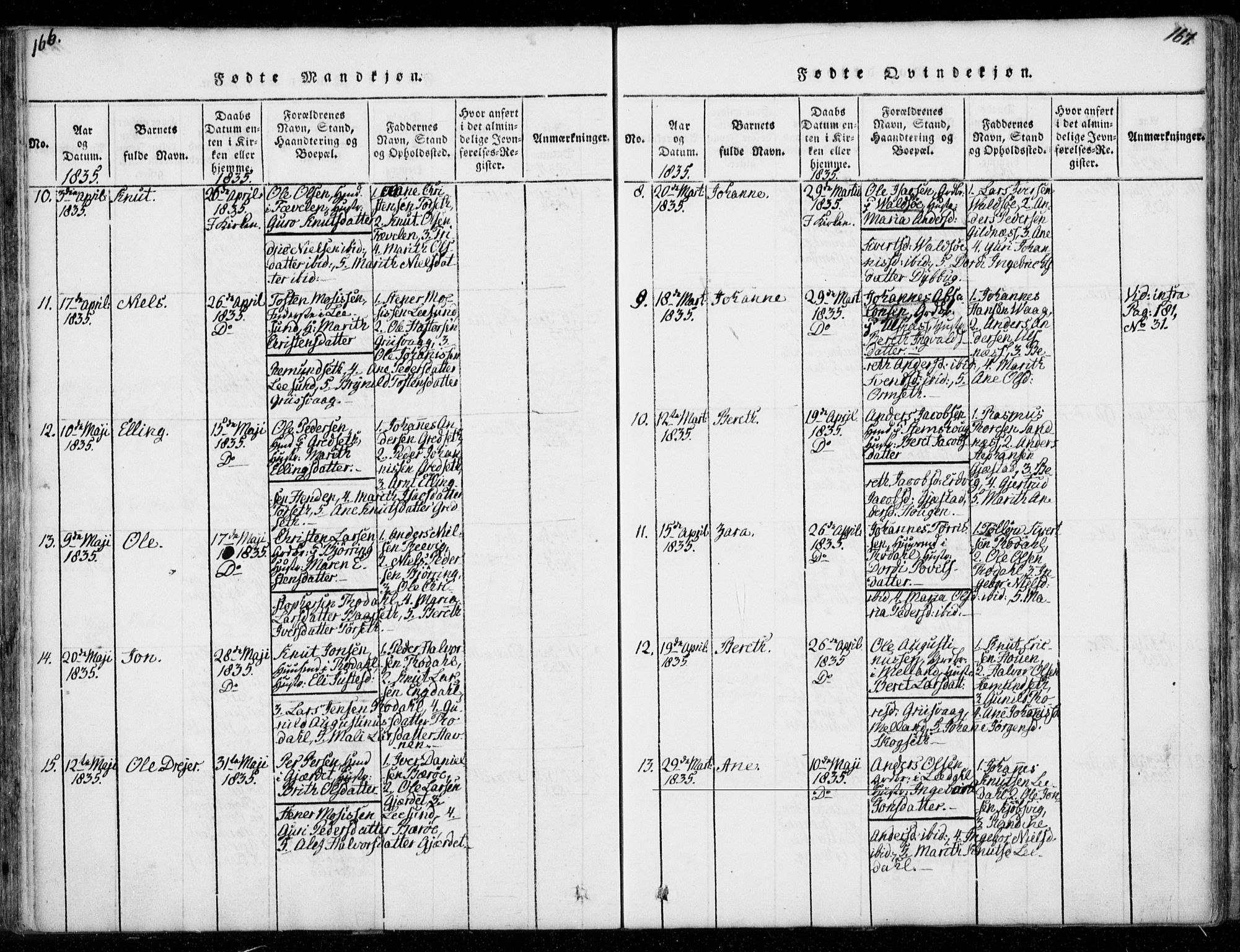 Ministerialprotokoller, klokkerbøker og fødselsregistre - Møre og Romsdal, SAT/A-1454/578/L0903: Ministerialbok nr. 578A02, 1819-1838, s. 166-167