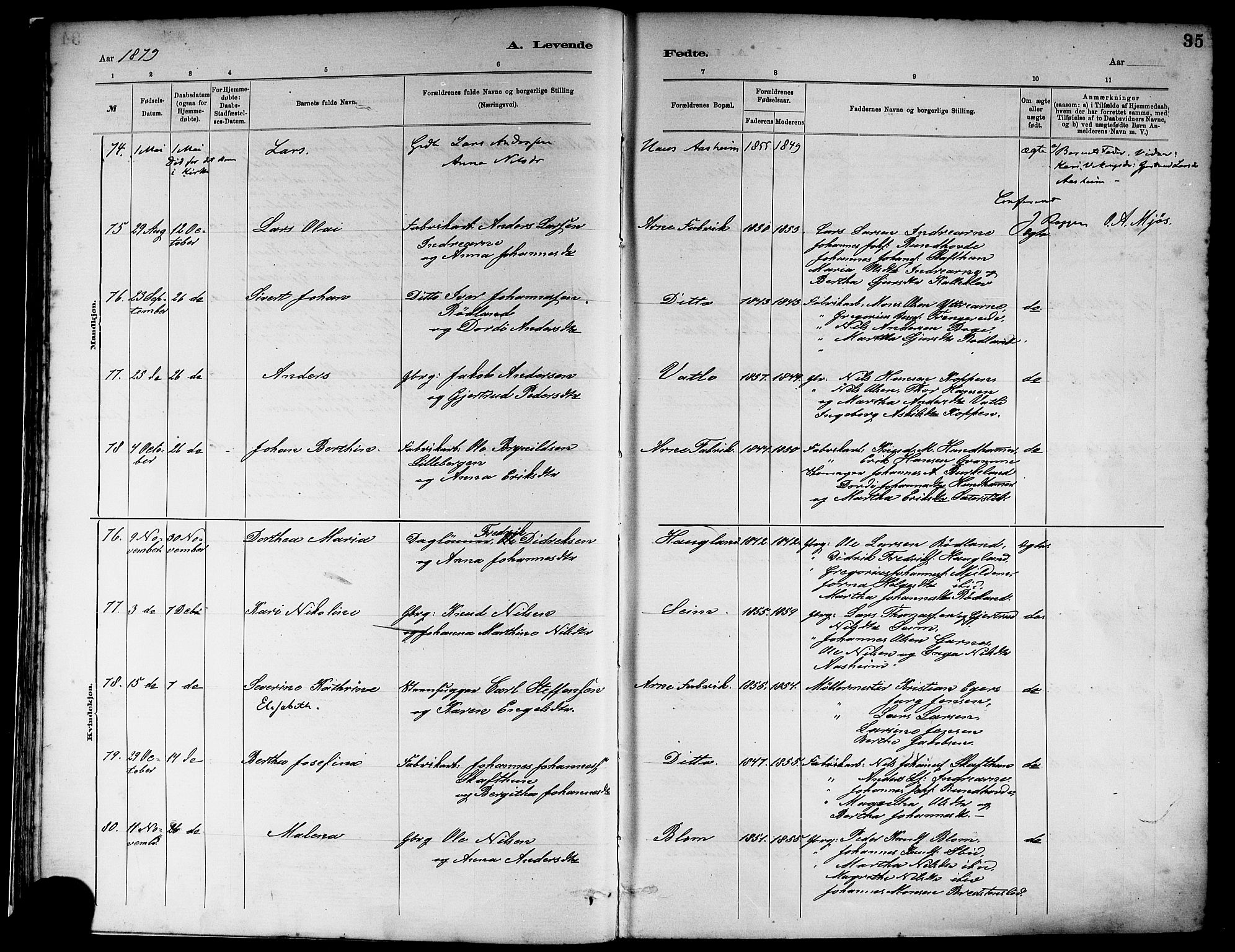 Haus sokneprestembete, SAB/A-75601/H/Haa: Ministerialbok nr. A 19I, 1878-1886, s. 35