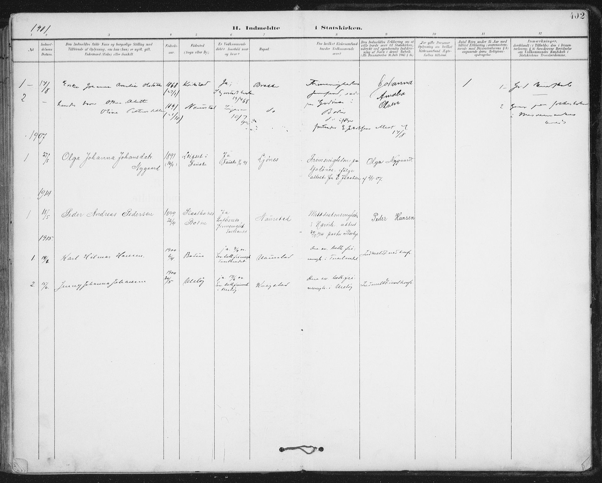 Ministerialprotokoller, klokkerbøker og fødselsregistre - Nordland, SAT/A-1459/852/L0741: Ministerialbok nr. 852A11, 1894-1917, s. 402