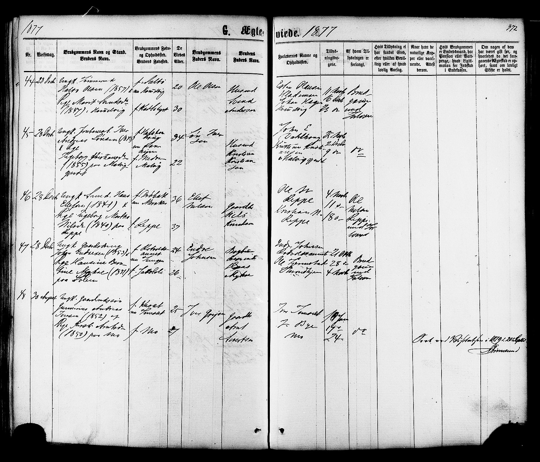 Ministerialprotokoller, klokkerbøker og fødselsregistre - Sør-Trøndelag, SAT/A-1456/606/L0293: Ministerialbok nr. 606A08, 1866-1877, s. 372
