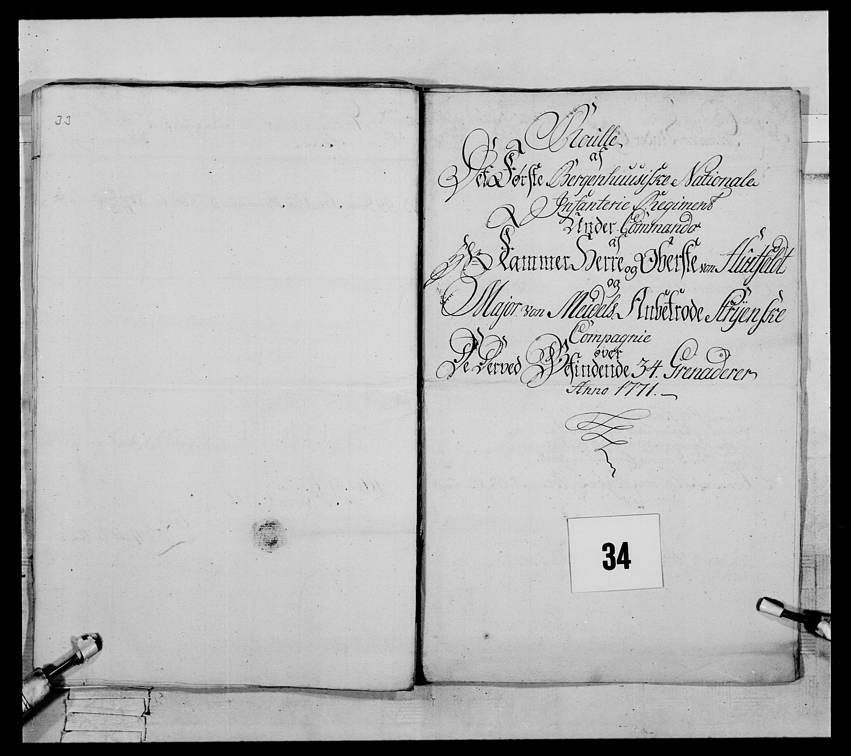 Generalitets- og kommissariatskollegiet, Det kongelige norske kommissariatskollegium, AV/RA-EA-5420/E/Eh/L0089: 1. Bergenhusiske nasjonale infanteriregiment, 1769-1773, s. 224