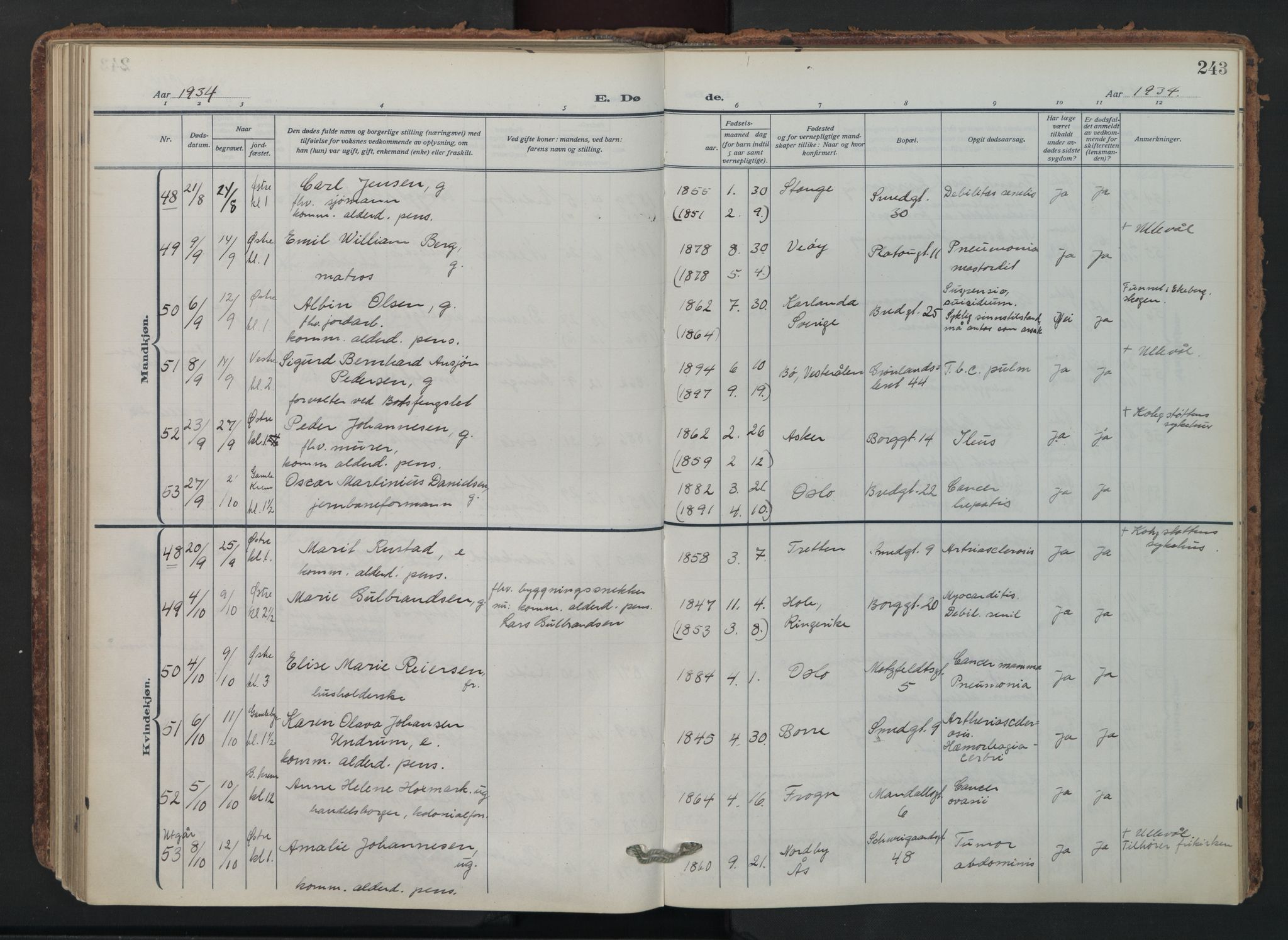 Grønland prestekontor Kirkebøker, AV/SAO-A-10848/F/Fa/L0019: Ministerialbok nr. 19, 1918-1938, s. 243