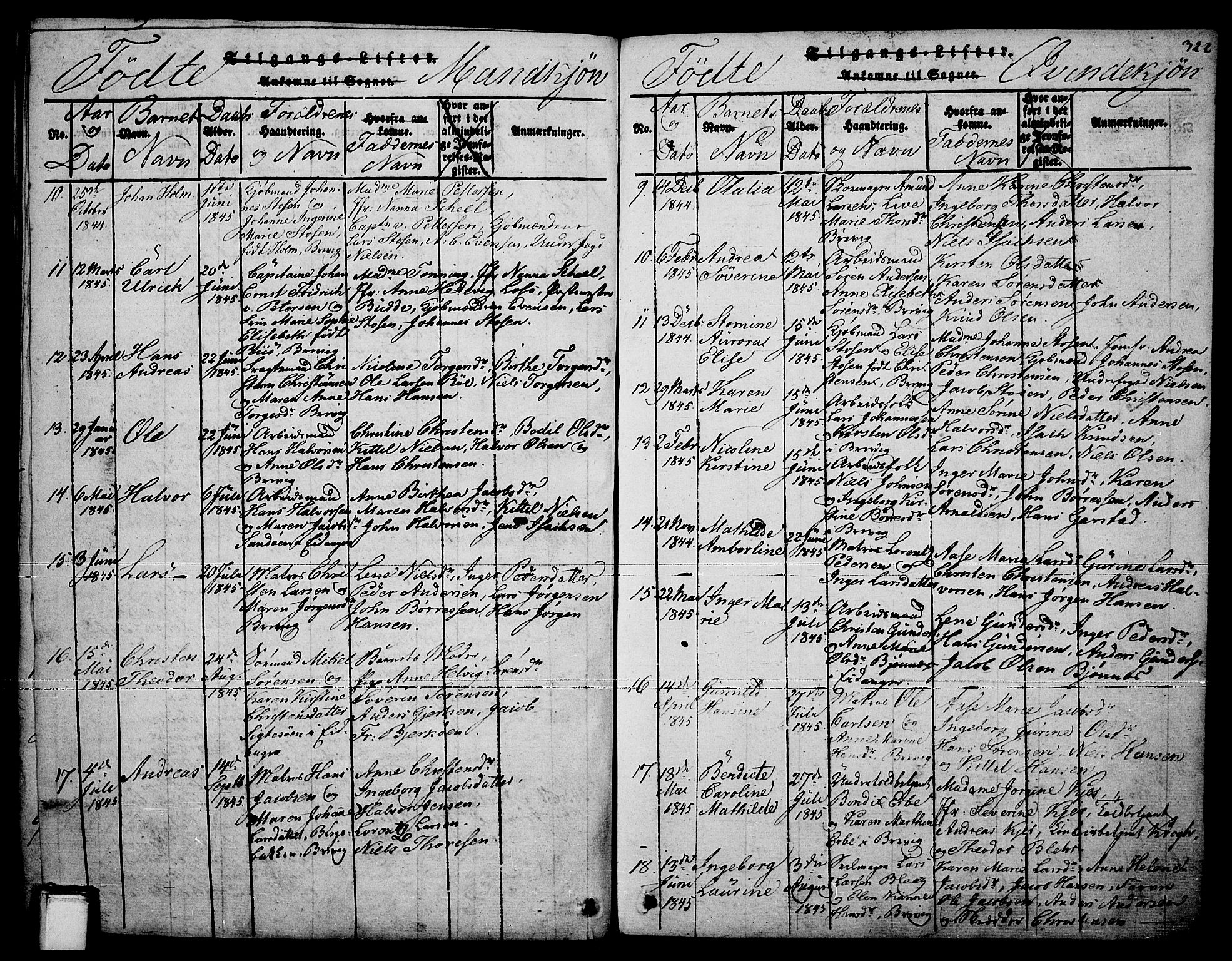 Brevik kirkebøker, AV/SAKO-A-255/F/Fa/L0004: Ministerialbok nr. 4, 1814-1846, s. 322