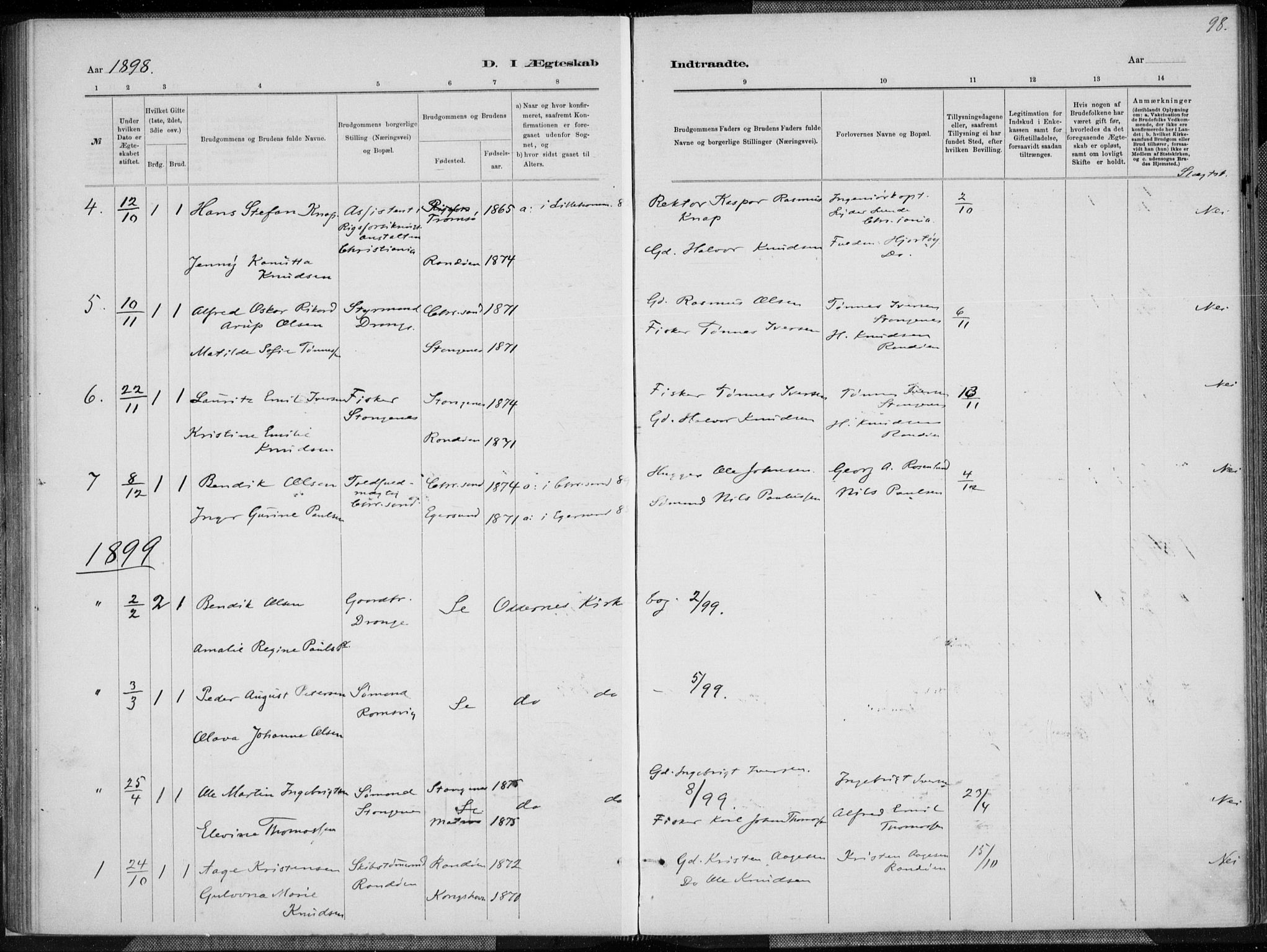 Oddernes sokneprestkontor, SAK/1111-0033/F/Fa/Fab/L0002: Ministerialbok nr. A 2, 1884-1903, s. 98