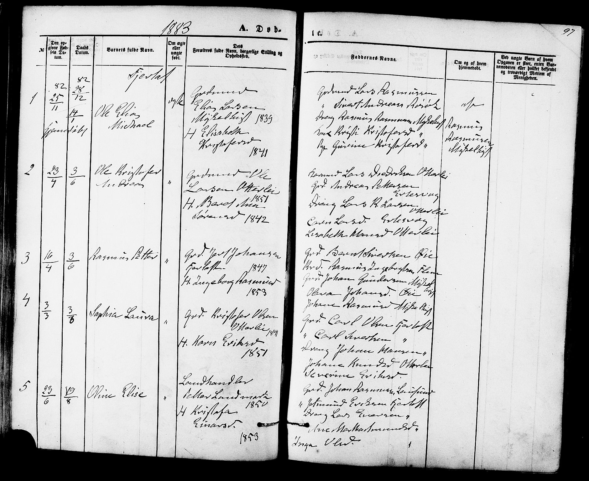 Ministerialprotokoller, klokkerbøker og fødselsregistre - Møre og Romsdal, AV/SAT-A-1454/536/L0500: Ministerialbok nr. 536A09, 1876-1889, s. 97