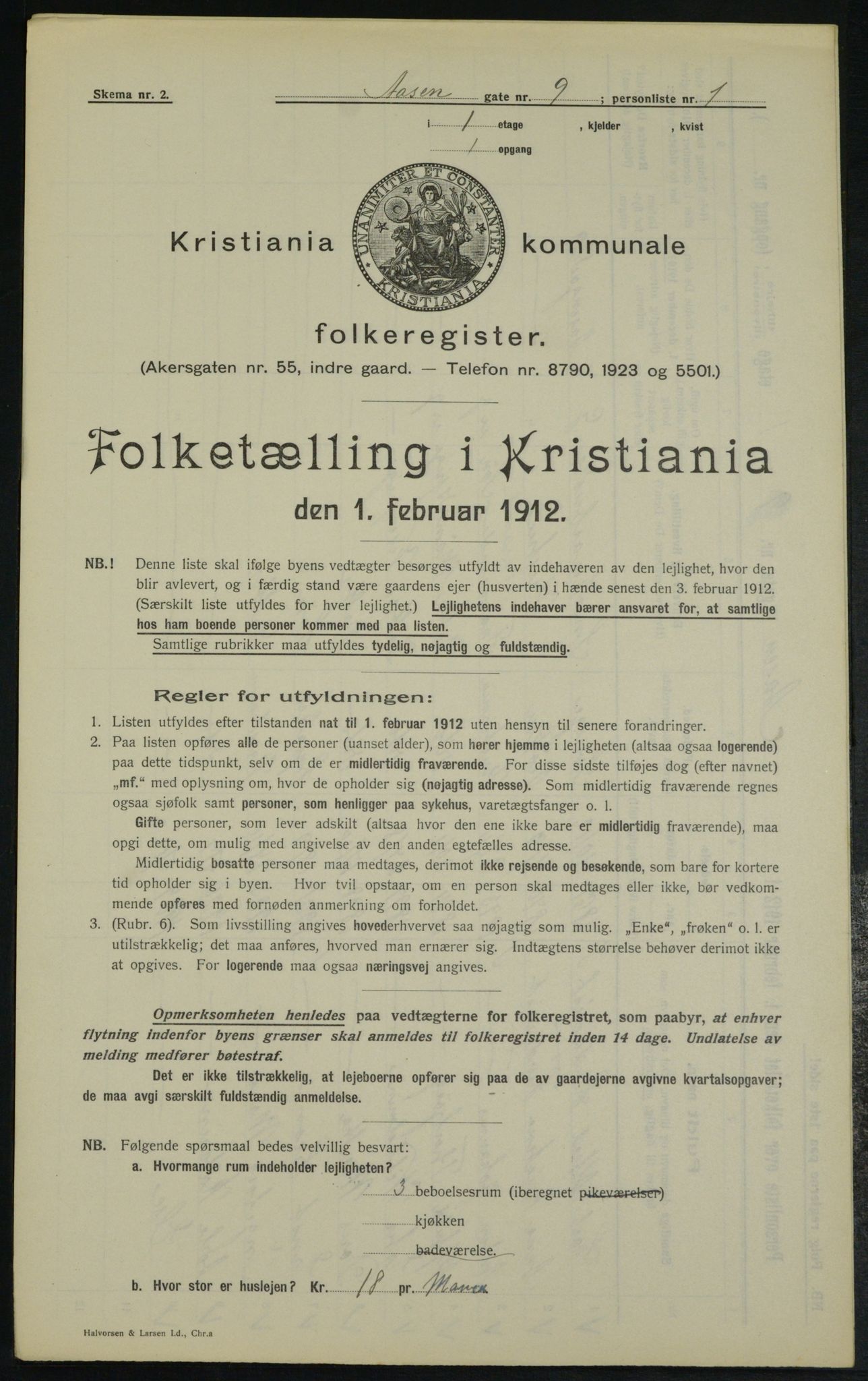 OBA, Kommunal folketelling 1.2.1912 for Kristiania, 1912, s. 131085