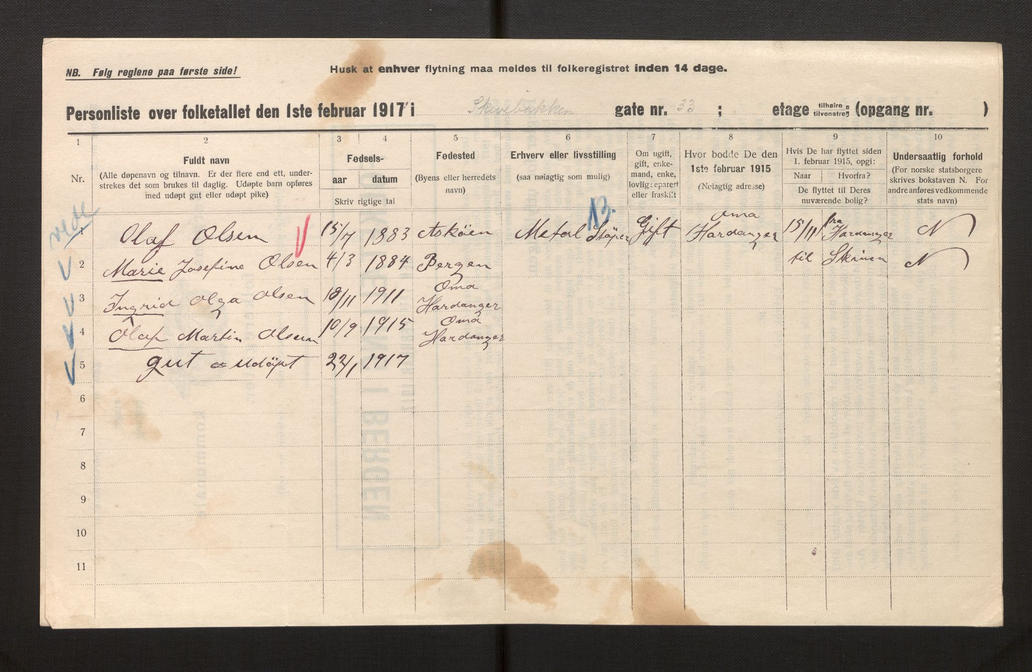 SAB, Kommunal folketelling 1917 for Bergen kjøpstad, 1917, s. 34891