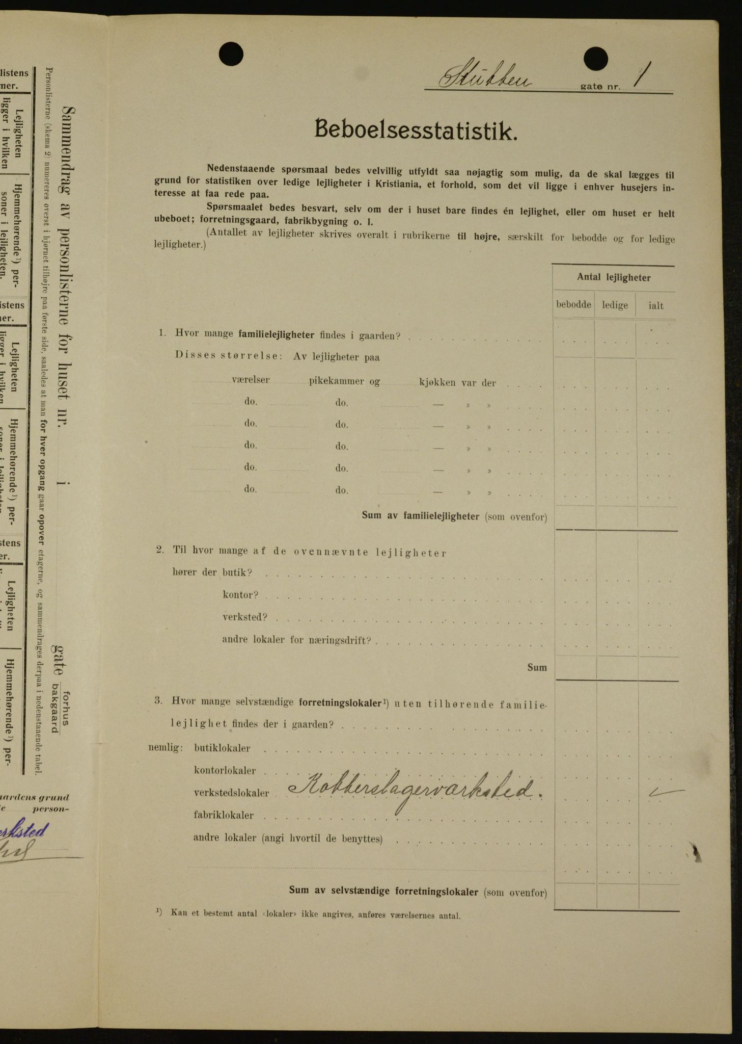 OBA, Kommunal folketelling 1.2.1909 for Kristiania kjøpstad, 1909, s. 94492