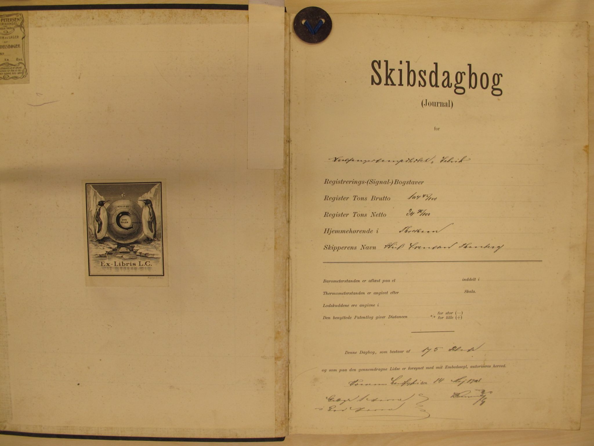 Skipsjournaler. Hvalfangstmuseet, VEMU/ARS-A-1030/F/L0122.a: Selvik, hvalfangerdampskipet, Thorshavn, 1908-1910