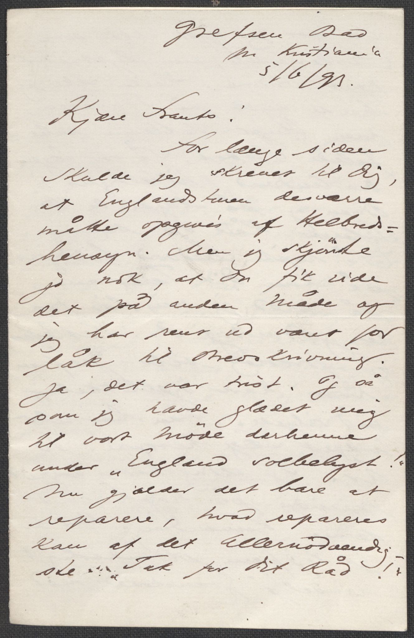 Beyer, Frants, RA/PA-0132/F/L0001: Brev fra Edvard Grieg til Frantz Beyer og "En del optegnelser som kan tjene til kommentar til brevene" av Marie Beyer, 1872-1907, s. 390
