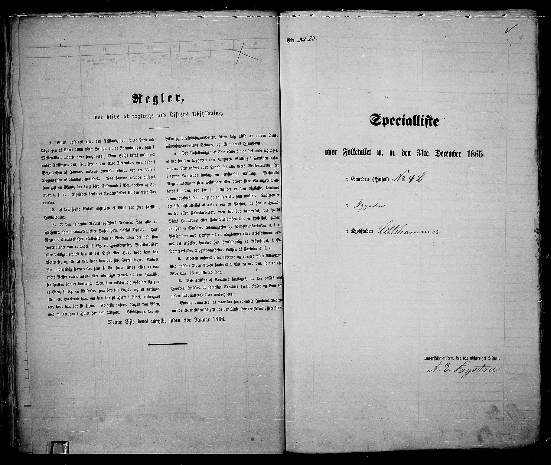 RA, Folketelling 1865 for 0501B Fåberg prestegjeld, Lillehammer kjøpstad, 1865, s. 52